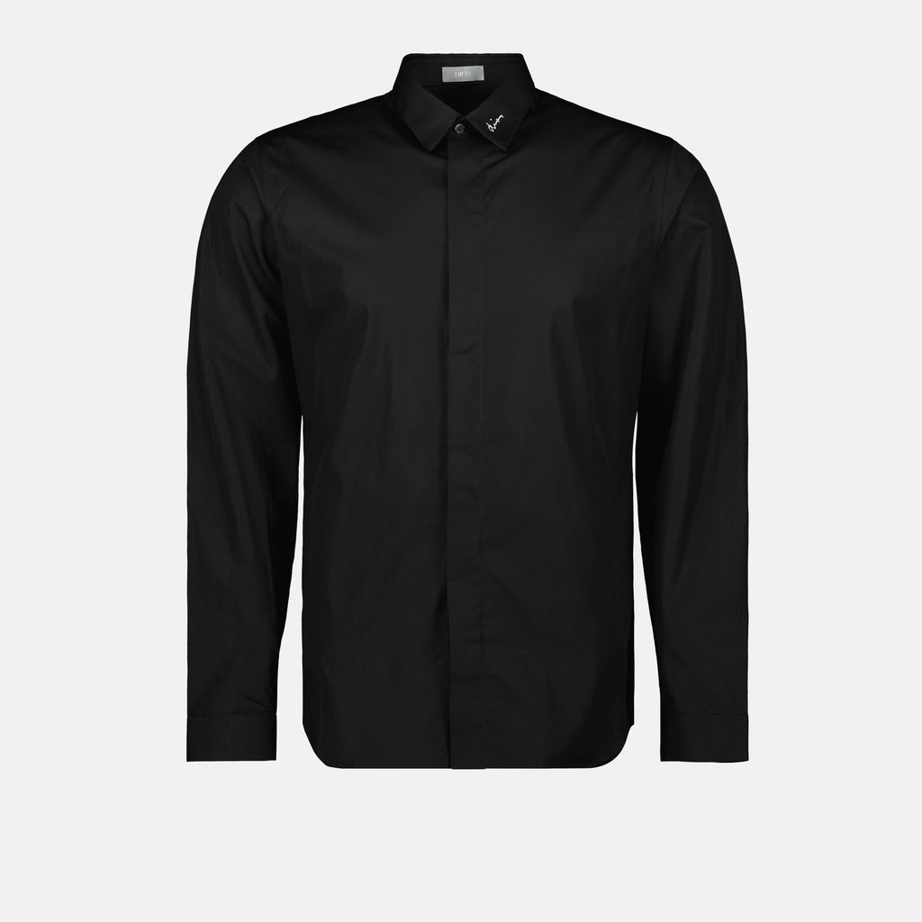 embroidered shirt, Dior shirt, black shirt, poplin cotton shirt, elegant menswear