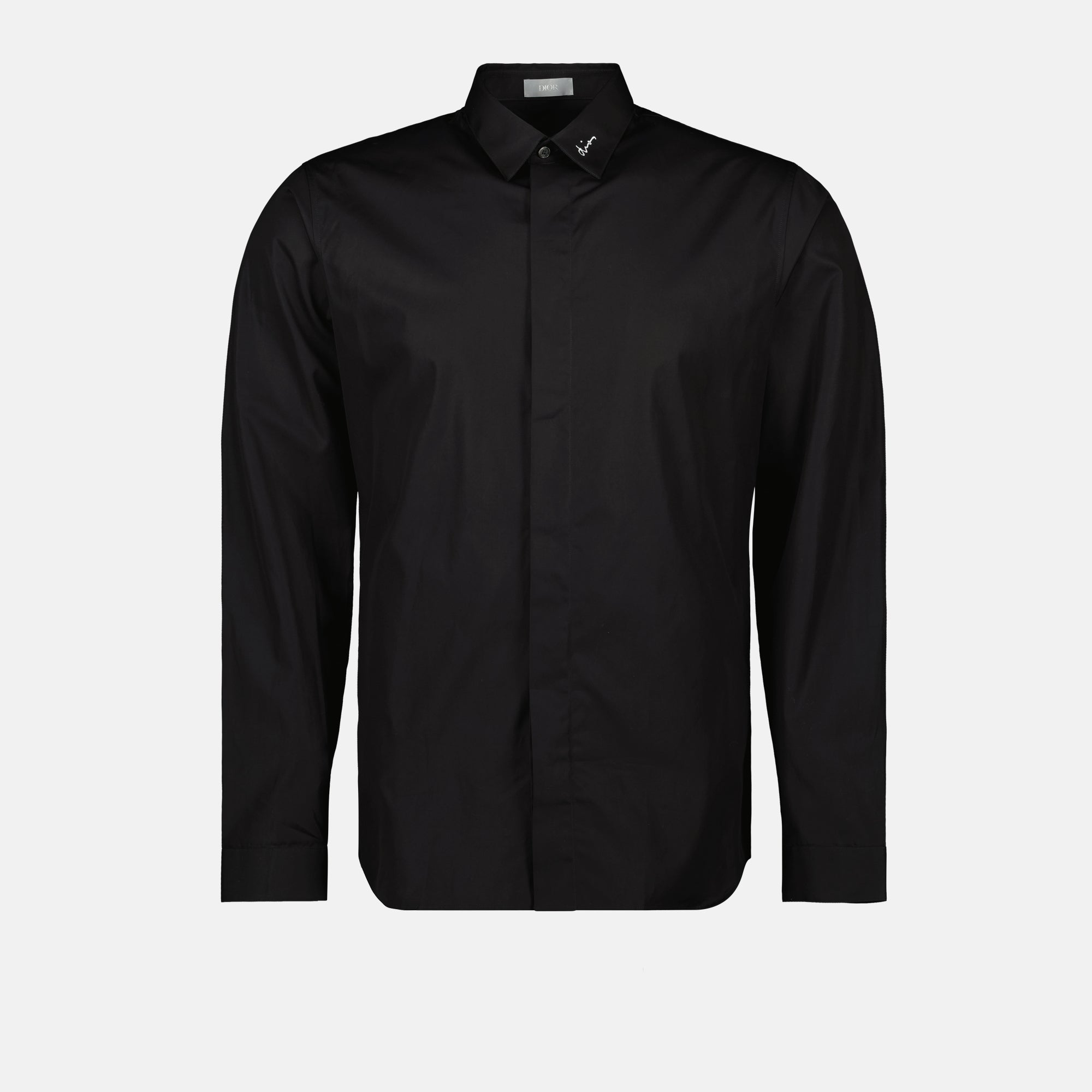 embroidered shirt, Dior shirt, black shirt, poplin cotton shirt, elegant menswear