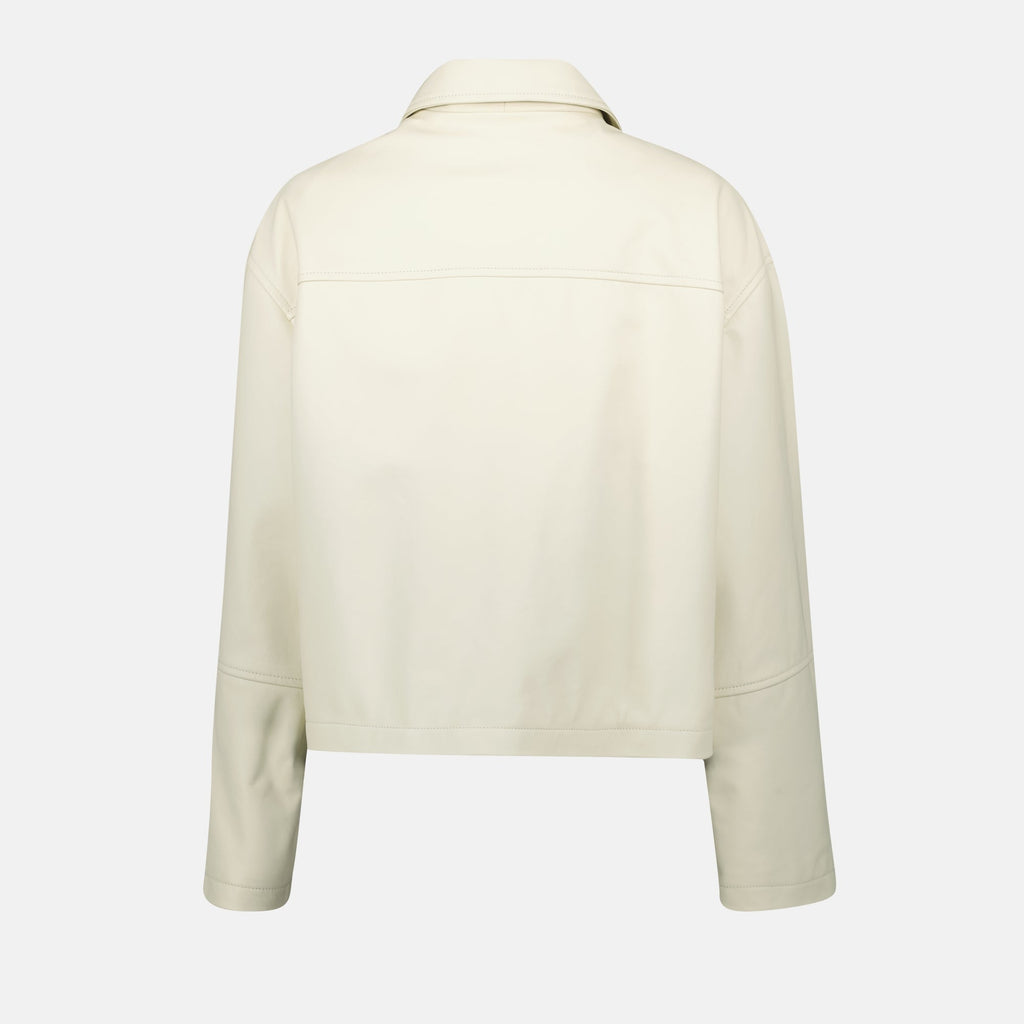 cream leather jacket, Moschino, blouson jacket, women's outerwear, Spring-Summer 2025