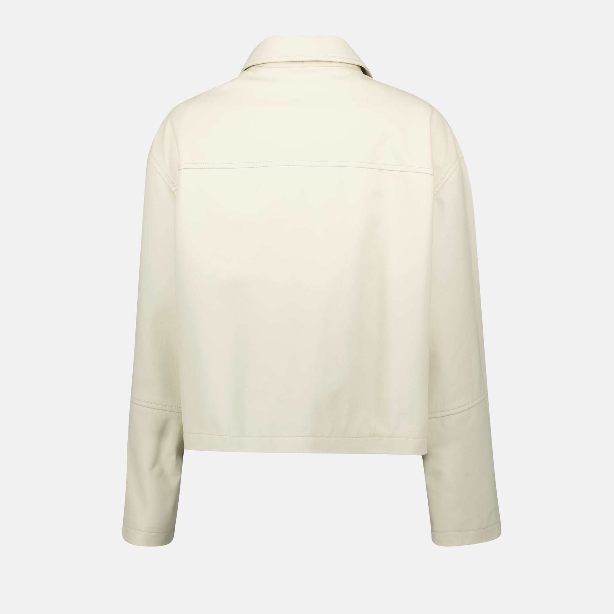 cream leather jacket, Moschino, blouson jacket, women's outerwear, Spring-Summer 2025