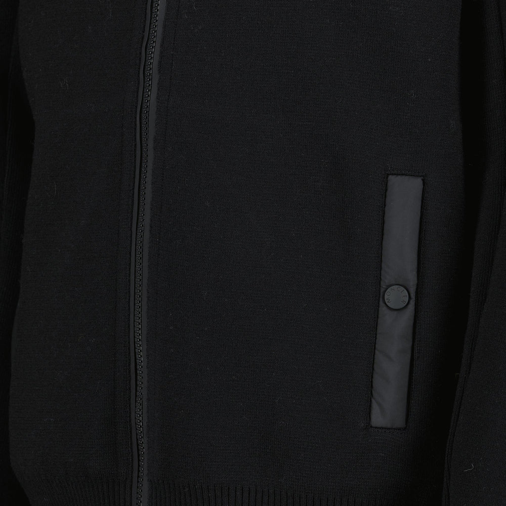 Moncler Grenoble cardigan, quilted wool cardigan, black wool cardigan, zipped cardigan, men's outerwear