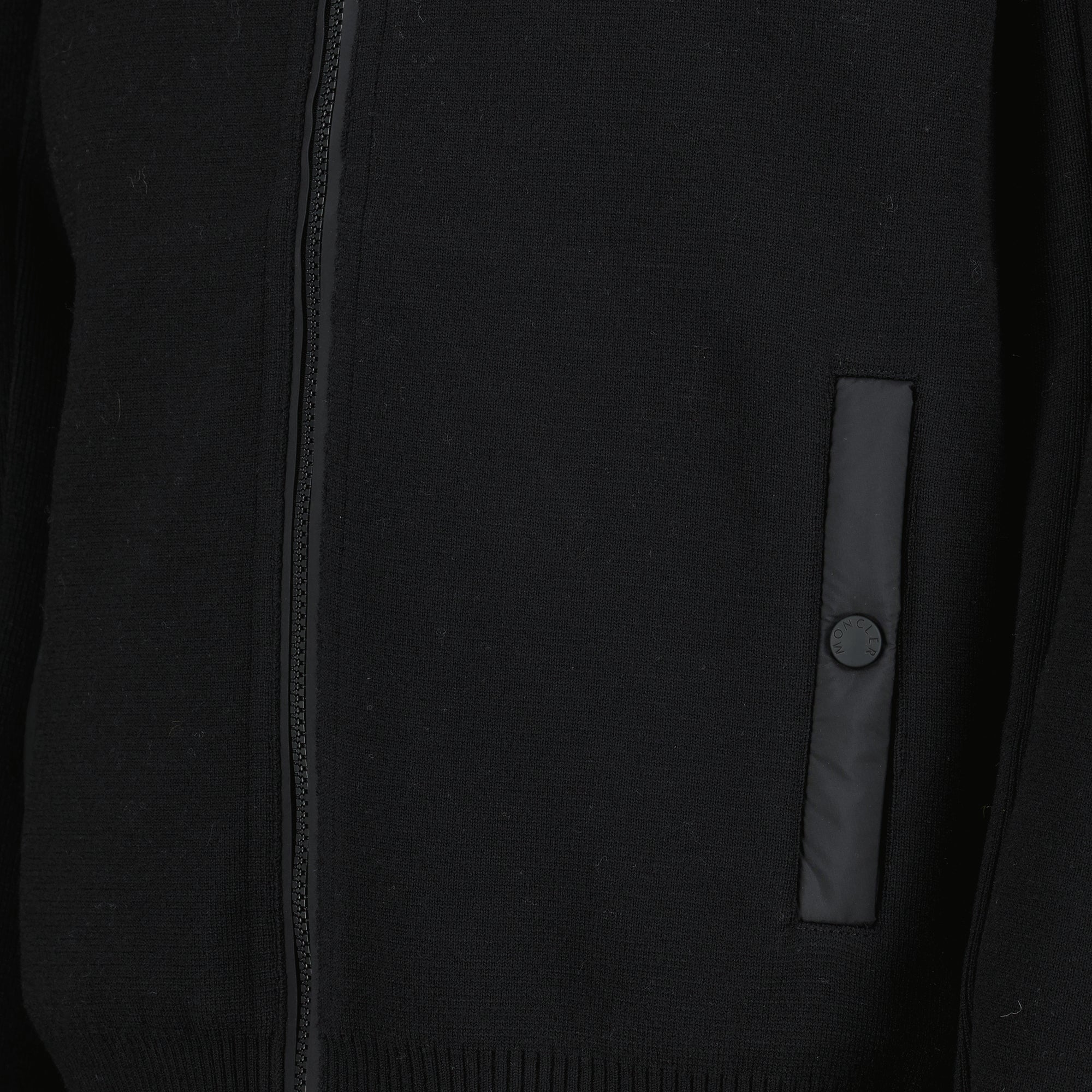 Moncler Grenoble cardigan, quilted wool cardigan, black wool cardigan, zipped cardigan, men's outerwear