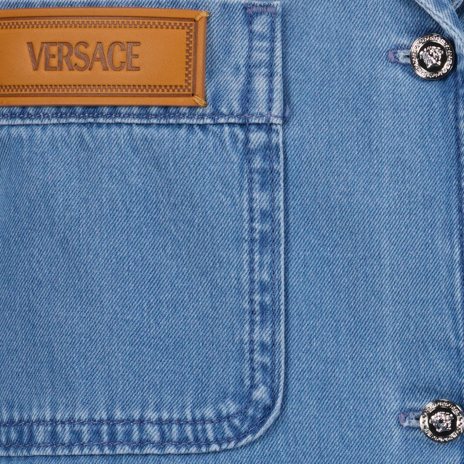 Versace denim shirt, oversized denim shirt, luxury denim, Versace Autumn-Winter 2024, blue denim shirt