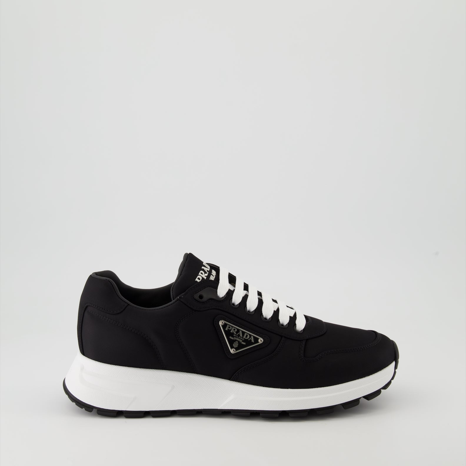 Prax 01 sneakers, Prada footwear, black Re-Nylon sneakers, luxury sneakers, Autumn-Winter 2024