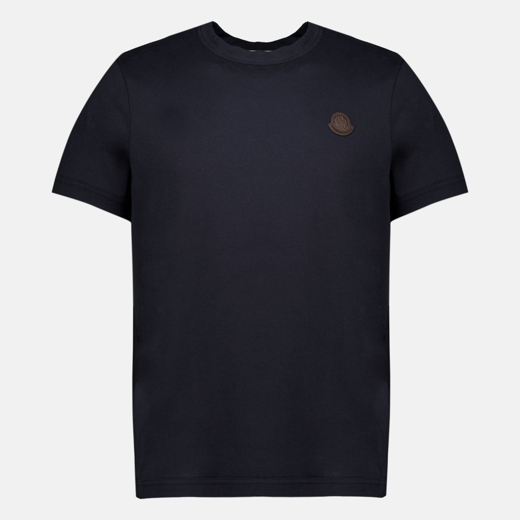 Camiseta azul marino de cuero con logotipo