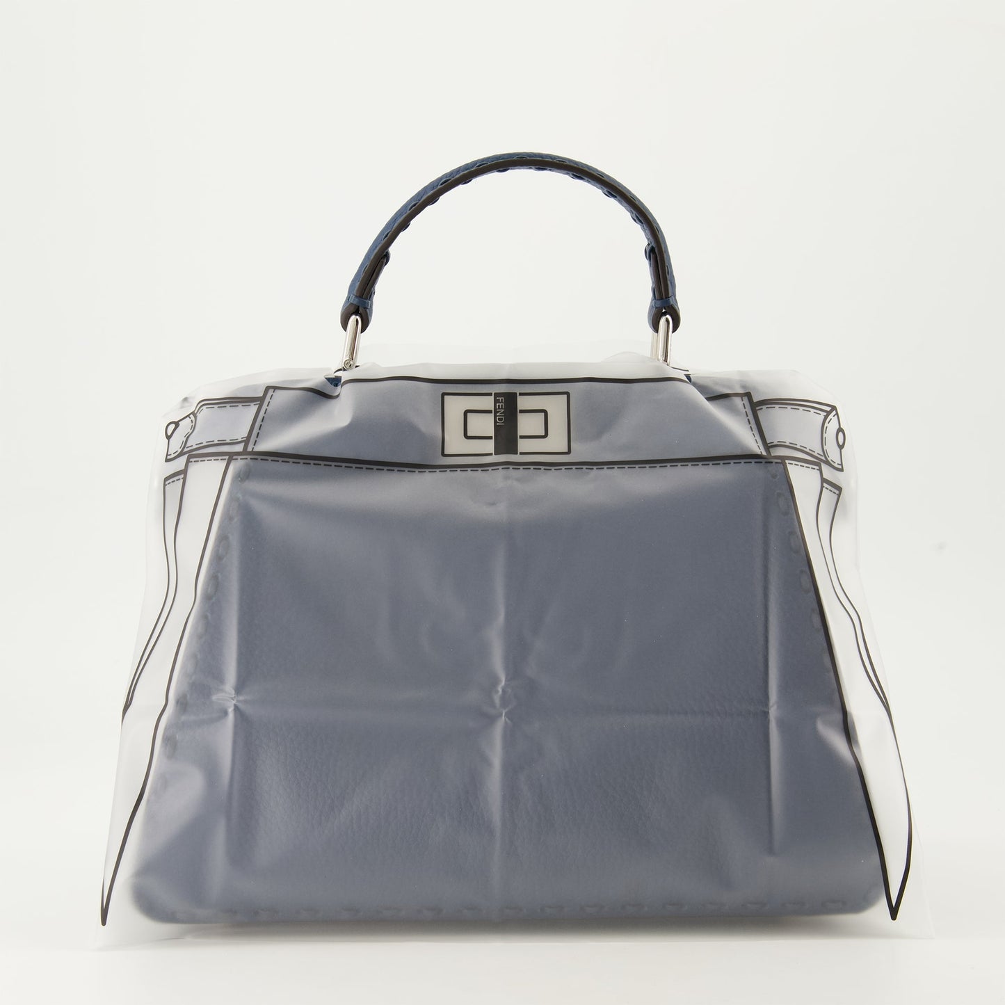 Fendi Peekaboo, Blue Leather Bag, Calfskin Bag, Adjustable Strap Bag, Autumn-Winter Collection