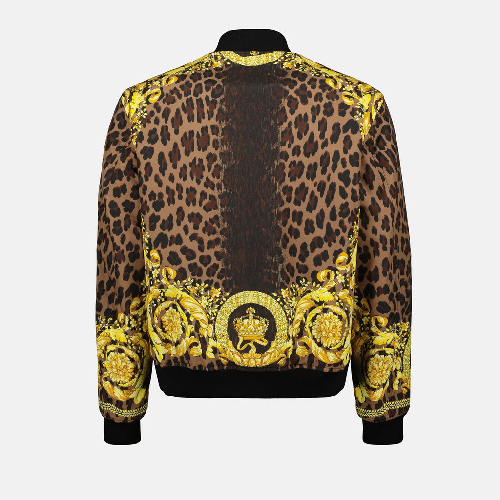 Reversible bomber jacket, leopard print jacket, men's casual outerwear, double-zip jacket, versatile men's fashion