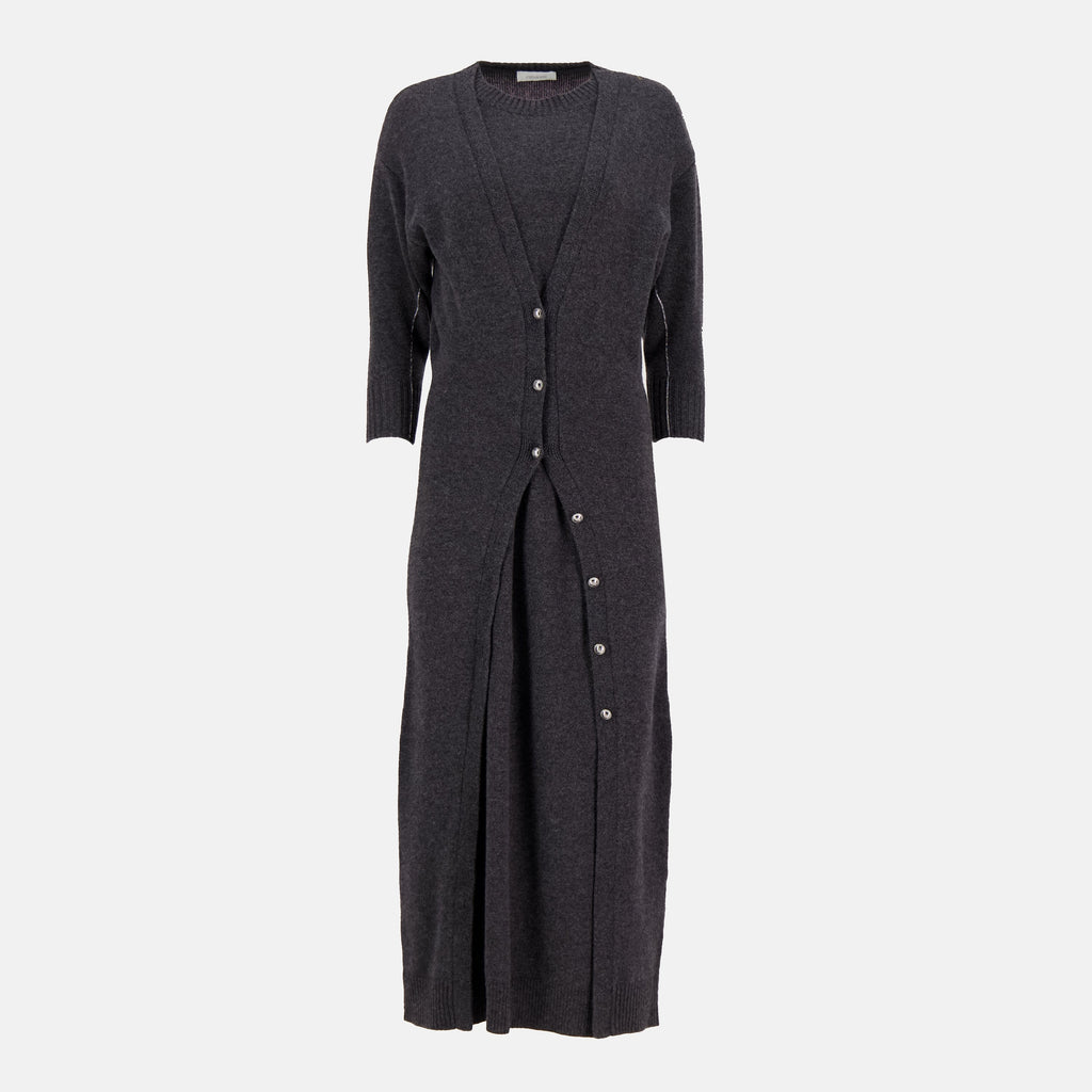 Rabanne dress, wool dress, grey long dress, autumn winter fashion, casual elegance