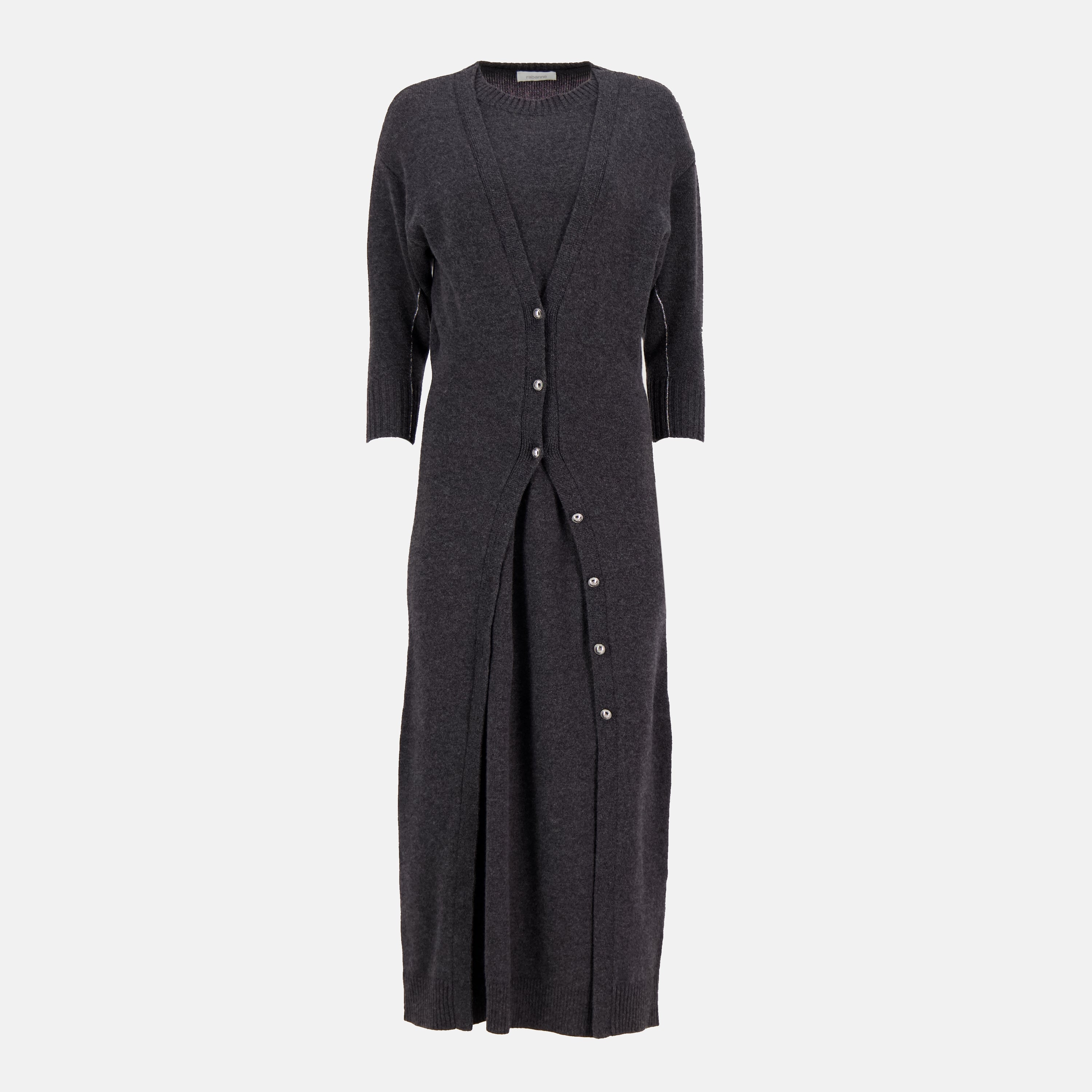 Rabanne dress, wool dress, grey long dress, autumn winter fashion, casual elegance