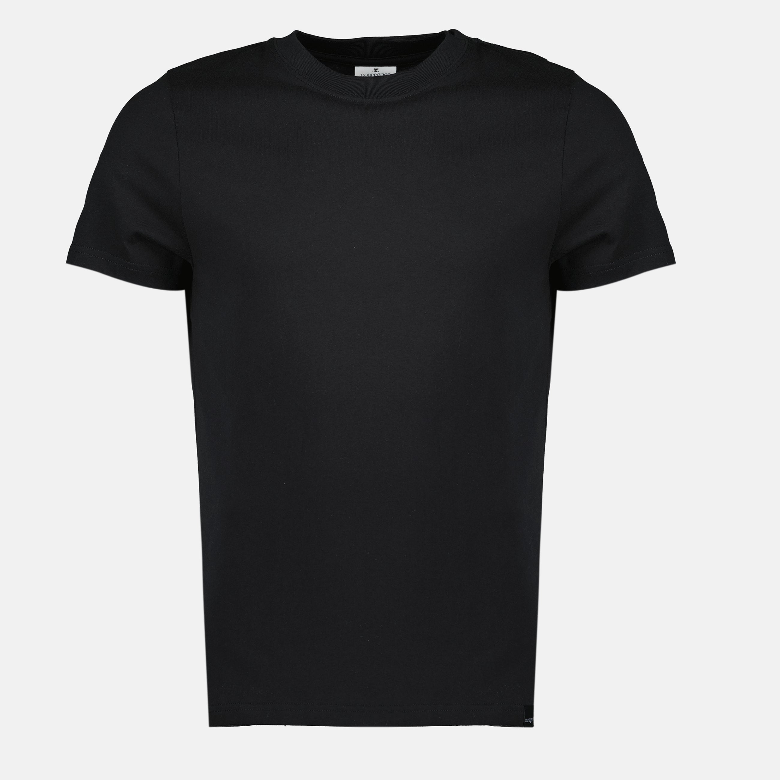 black t-shirt, cotton t-shirt, Courrèges fashion, embroidered logo, spring-summer collection