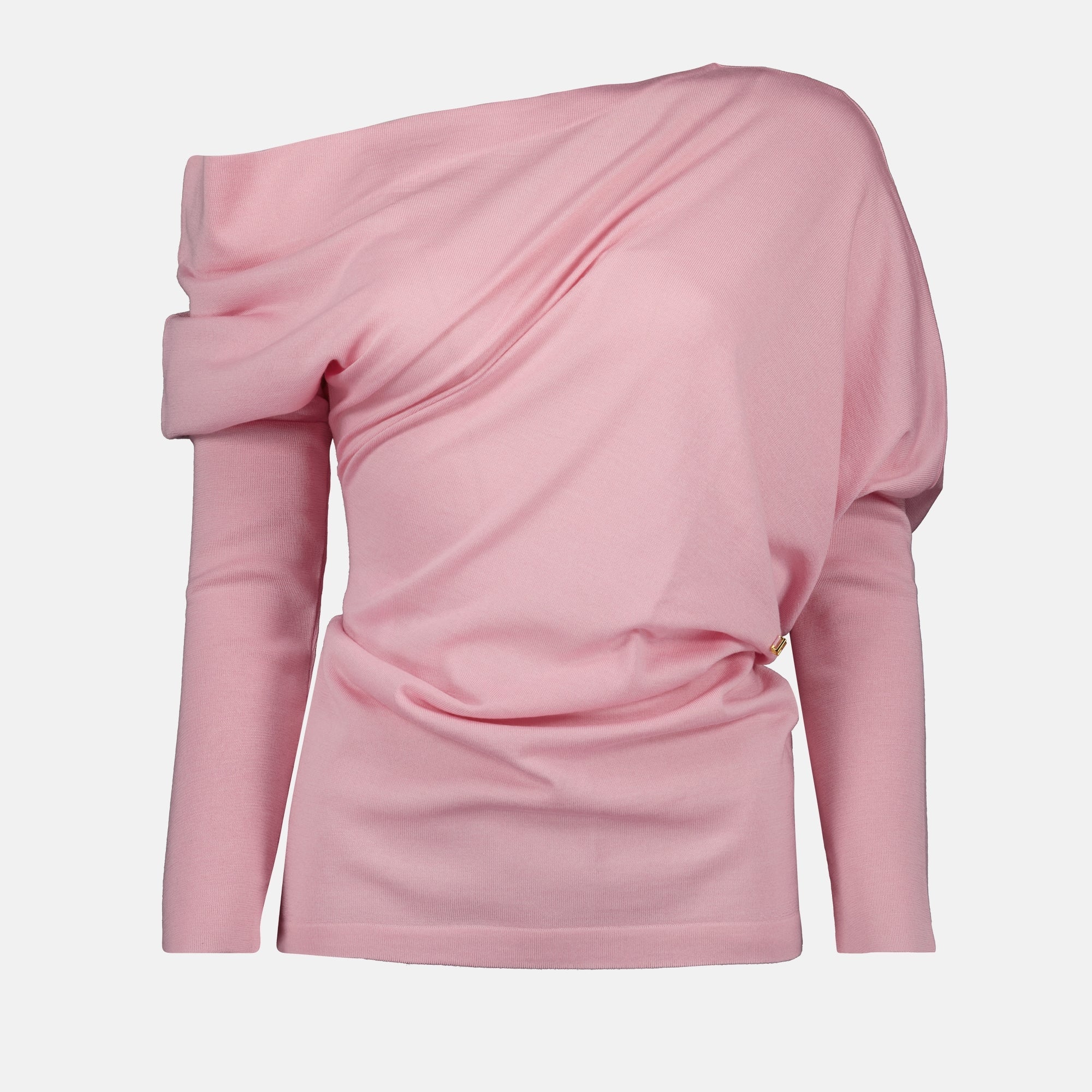 Image of Draped Wool Sweater by Moschino for Women - Season Spring-Summer 2025 - Front View