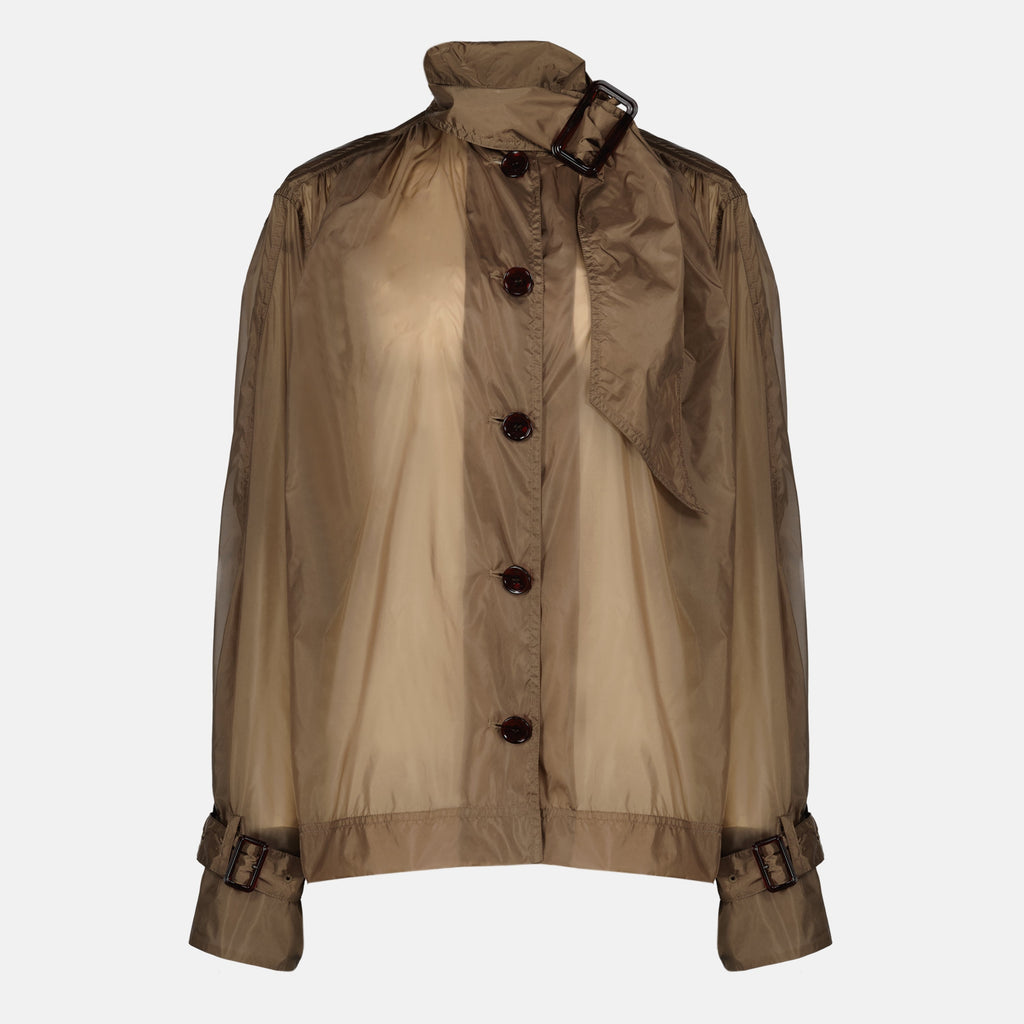 Blouse à Lavallière en Nylon Marron