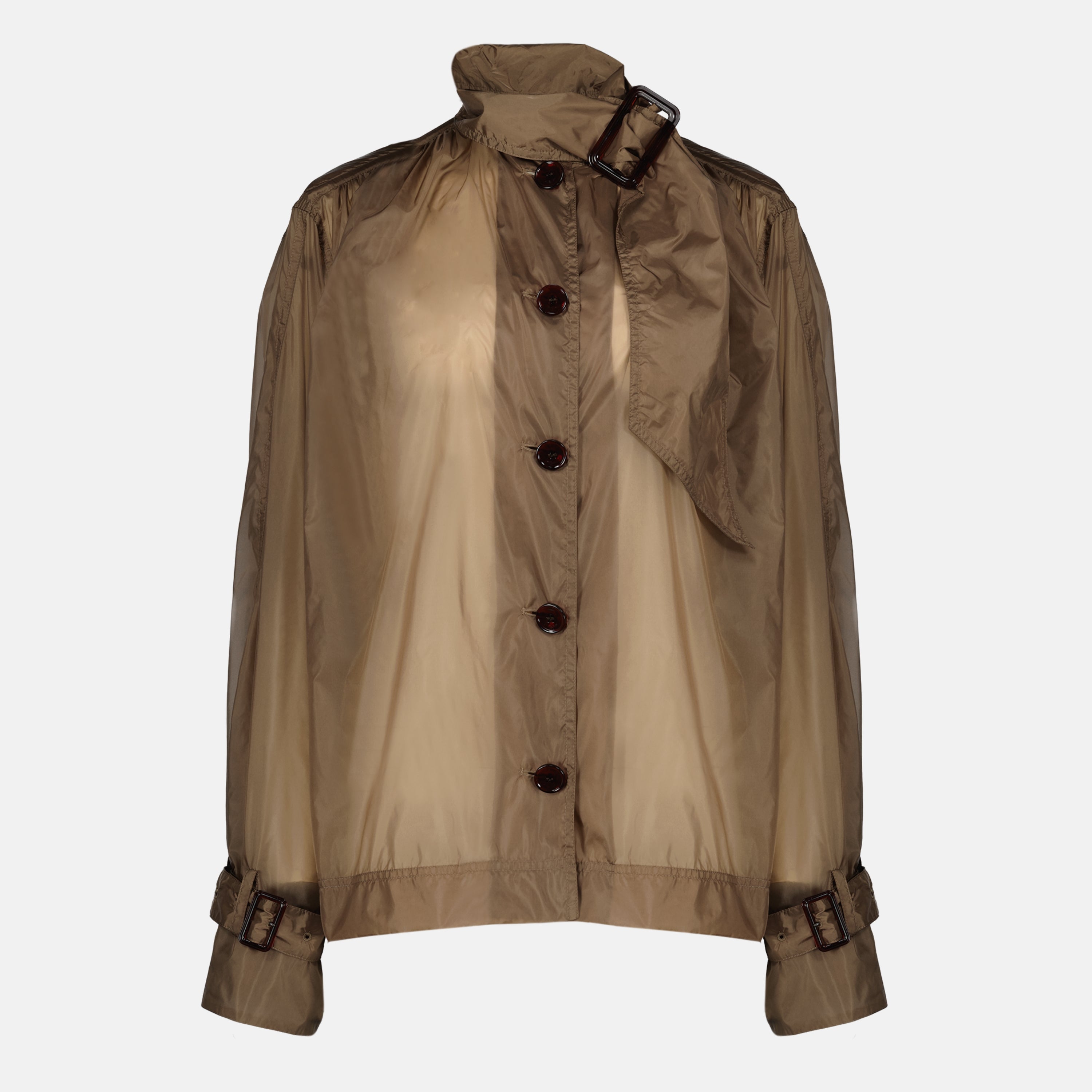 Blouse à Lavallière en Nylon Marron