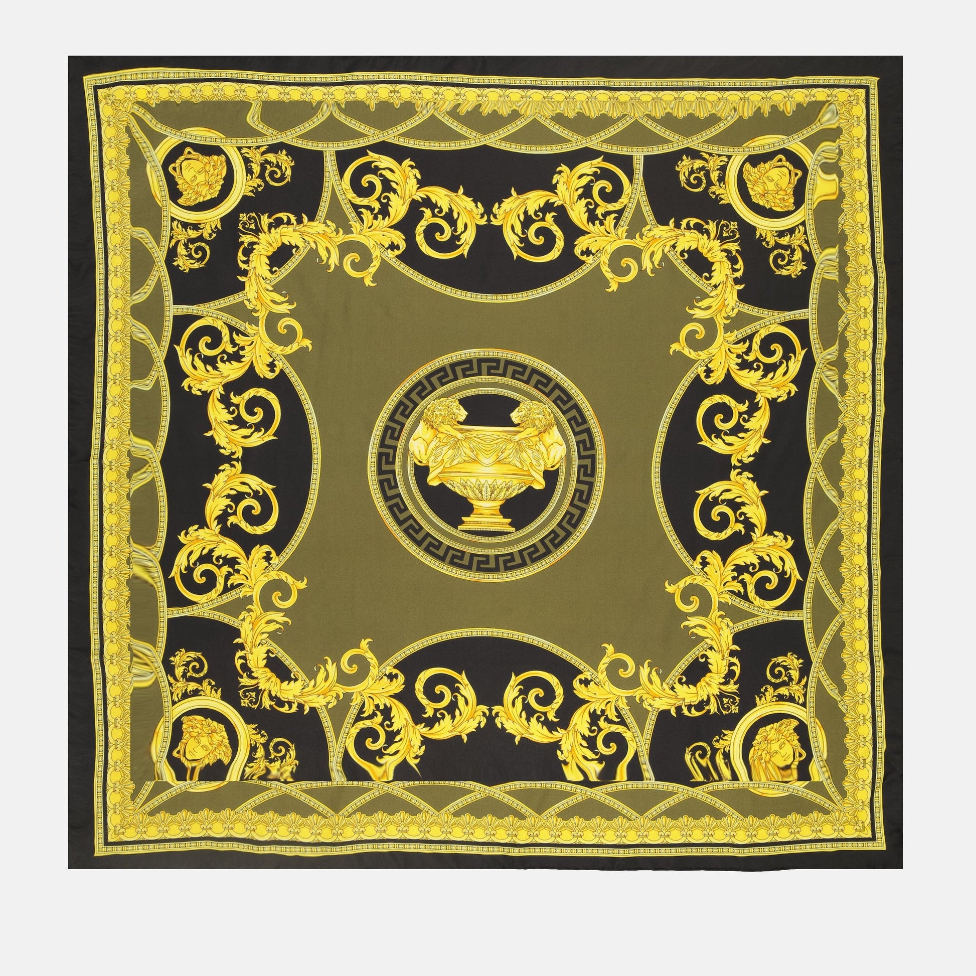 silk scarf, Versace, luxury accessories, black and gold scarf, Autumn-Winter 2024