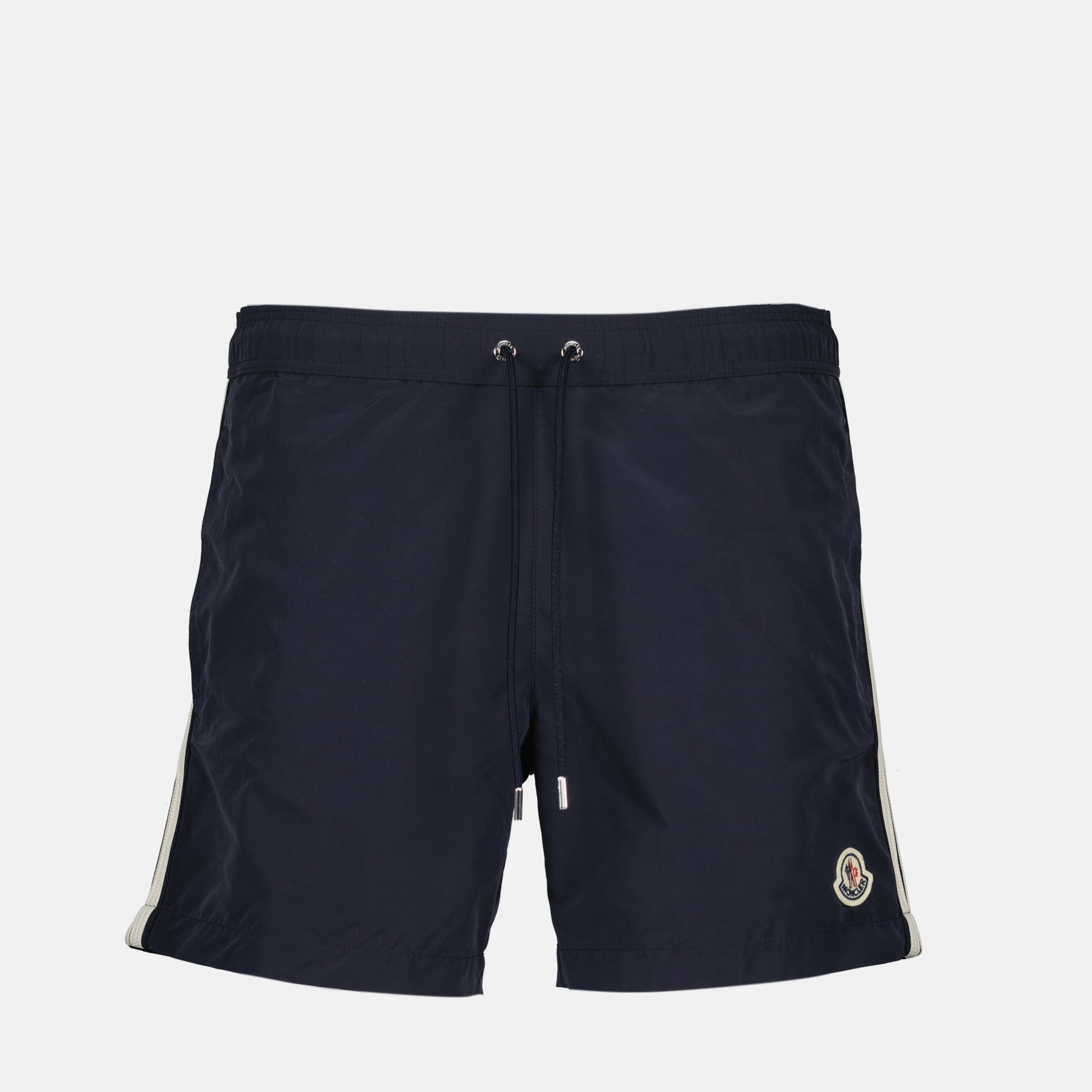 navy swim shorts, Moncler swimwear, men's swim shorts, summer fashion, high-quality nylon shorts