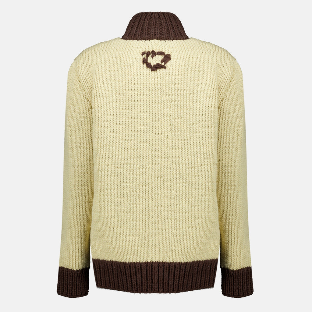 Cárdigan beige de lana con cremallera