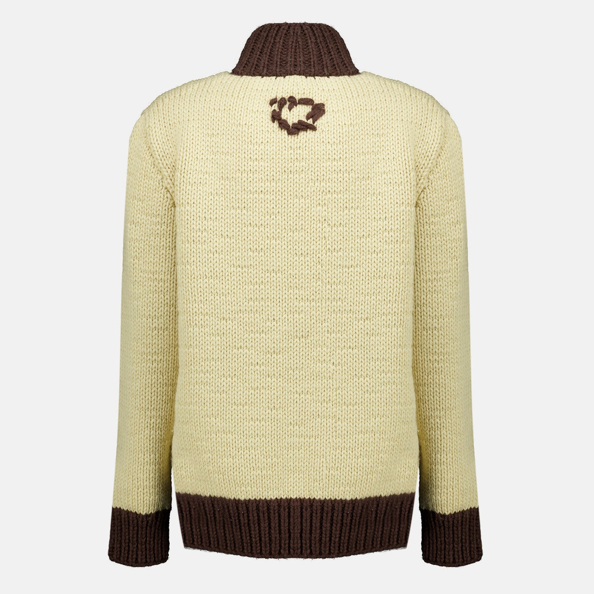 Cárdigan beige de lana con cremallera
