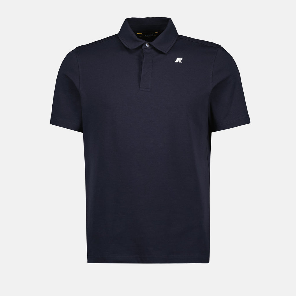 Polo shirt, navy blue polo, cotton jersey polo, classic collar shirt, K-Way polo