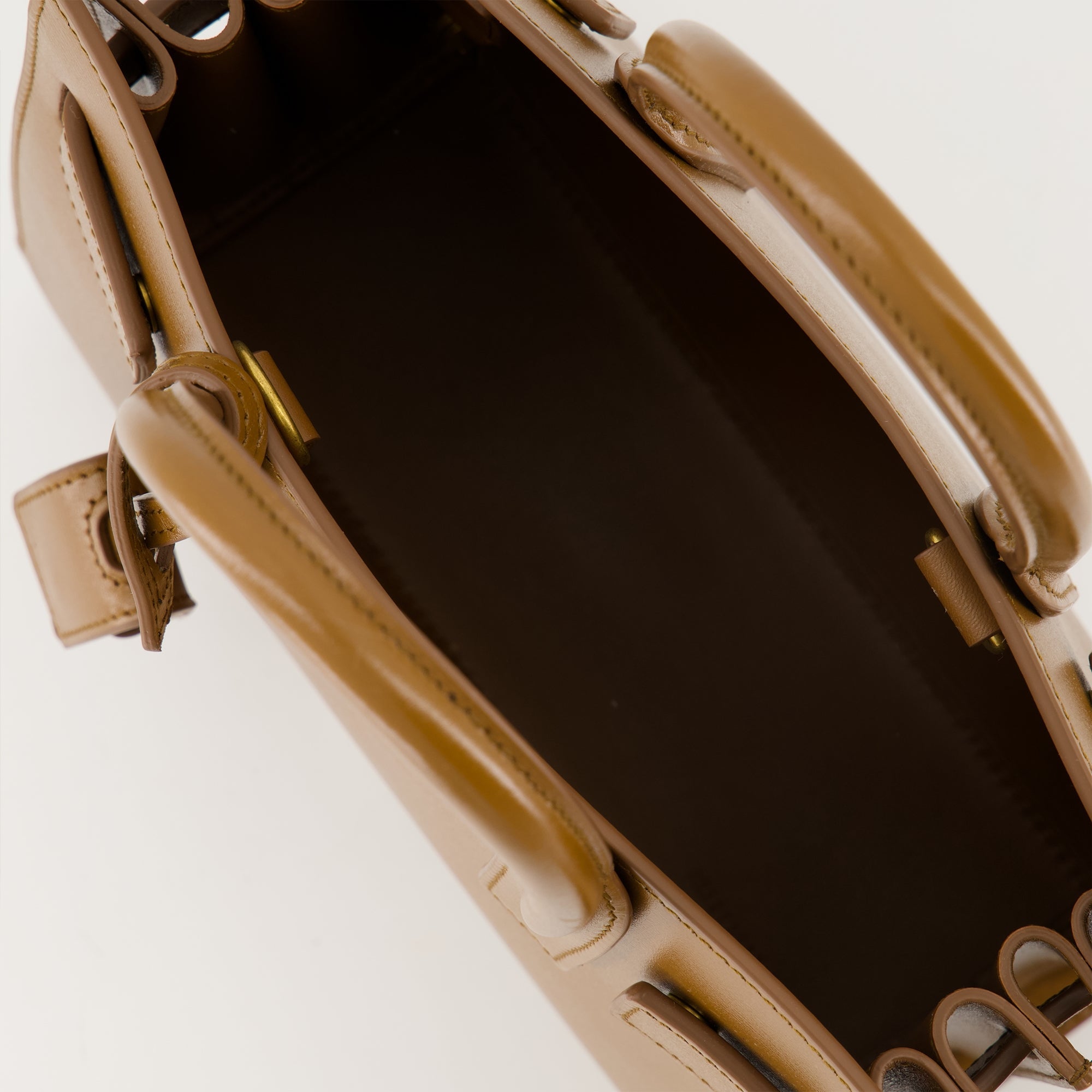 nano handbag, Saint Laurent bag, brown handbag, luxury accessories, designer handbag