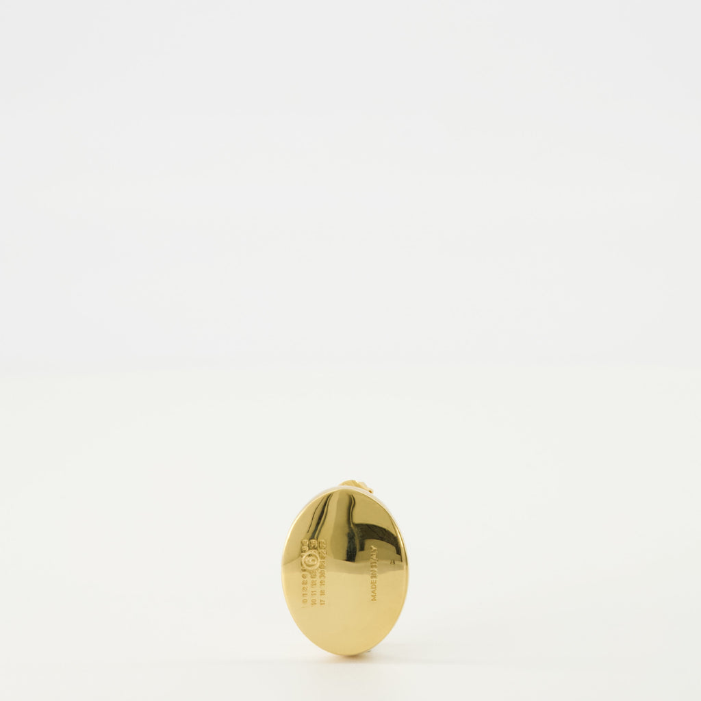 gold earrings, oval earrings, Mm6 accessories, brass jewelry, designer earrings