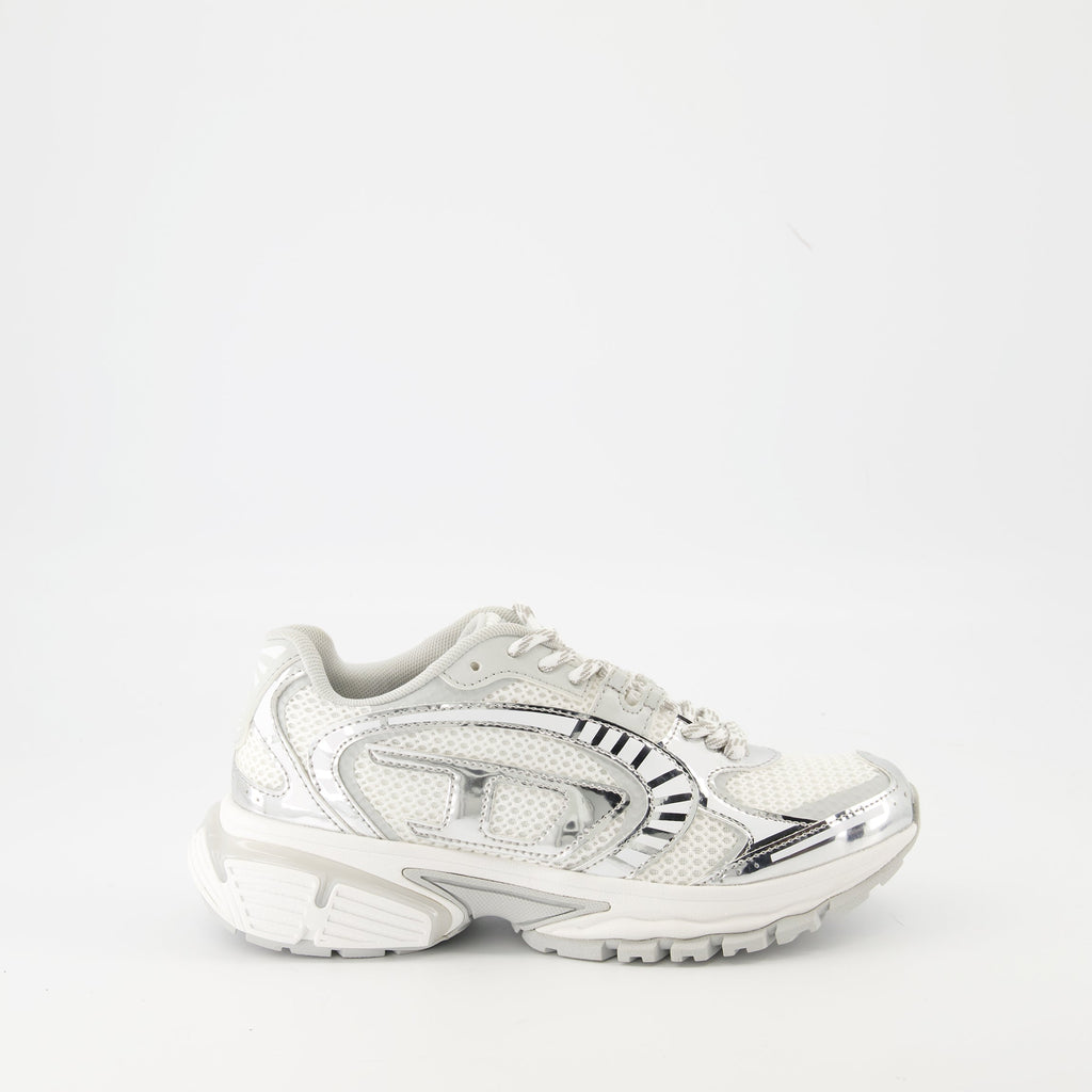 Diesel sneakers, S-Pro-V-Dense Low W, breathable mesh shoes, non-slip rubber sole, metallic effect footwear