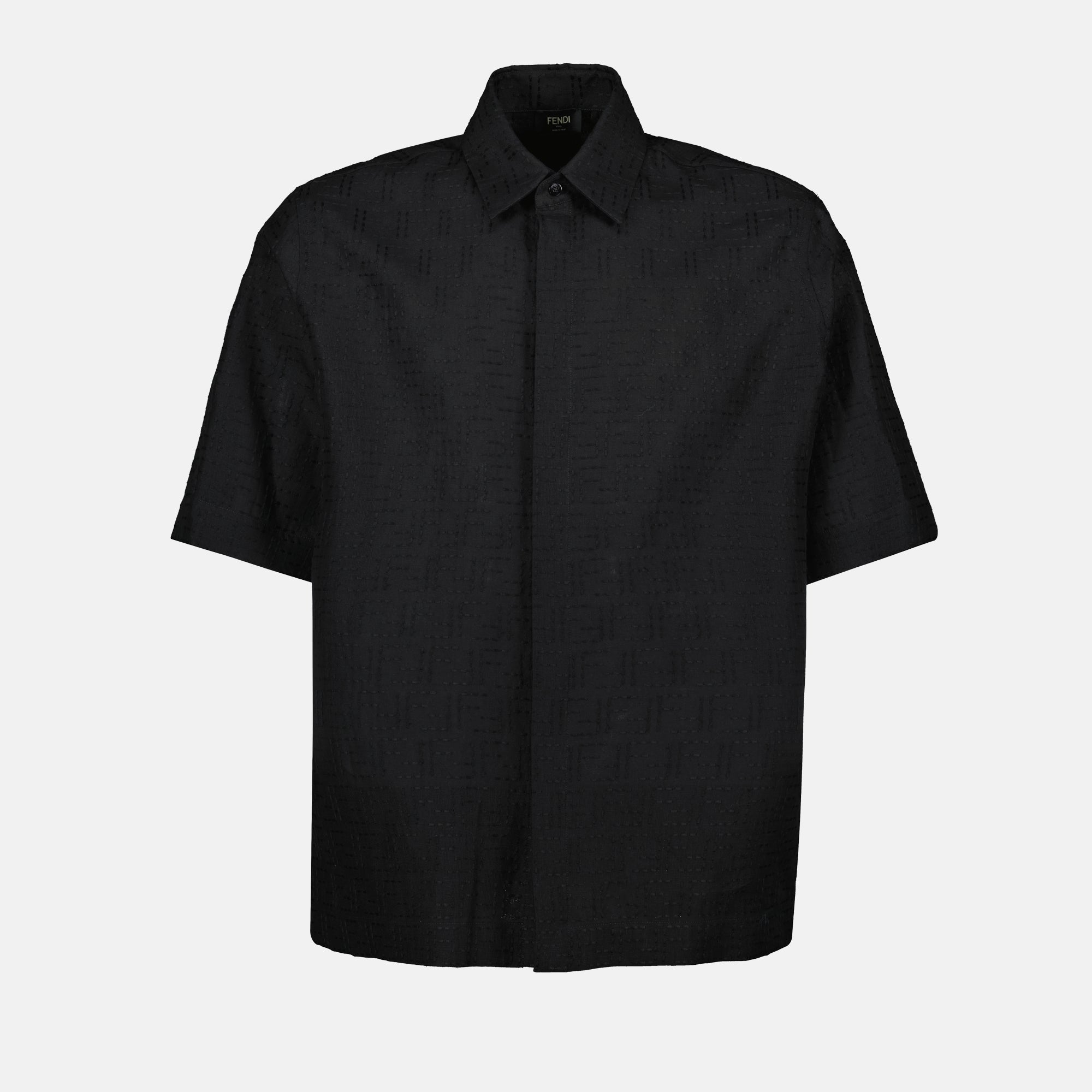 black linen shirt, Fendi, classic collar shirt, short sleeve shirt, men's fashion