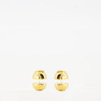 gold earrings, VLogo earrings, metal earrings, classic clasp earrings, signature style