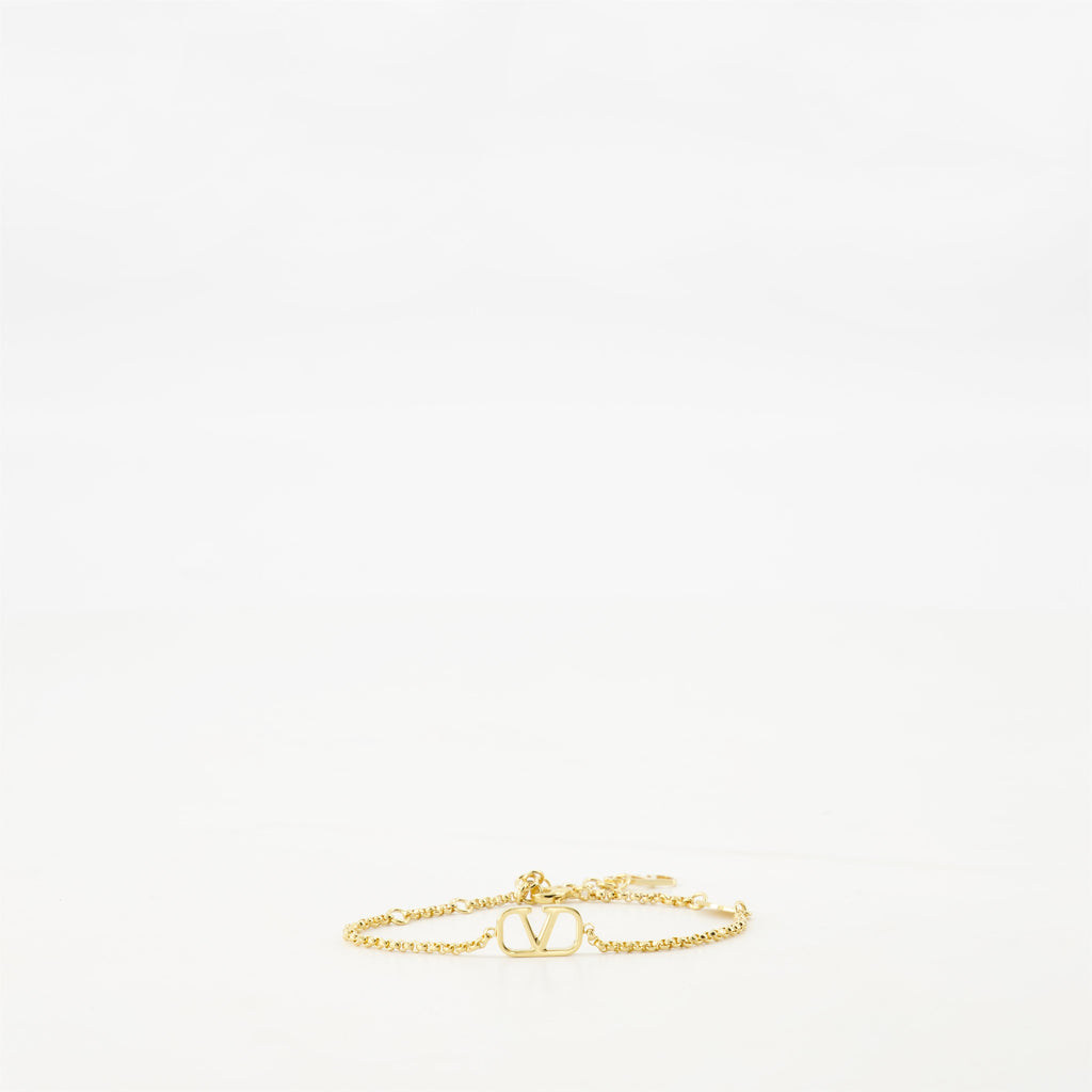 VLogo Signature Bracelet, Valentino Garavani, adjustable bracelet, gold bracelet, classic clasp