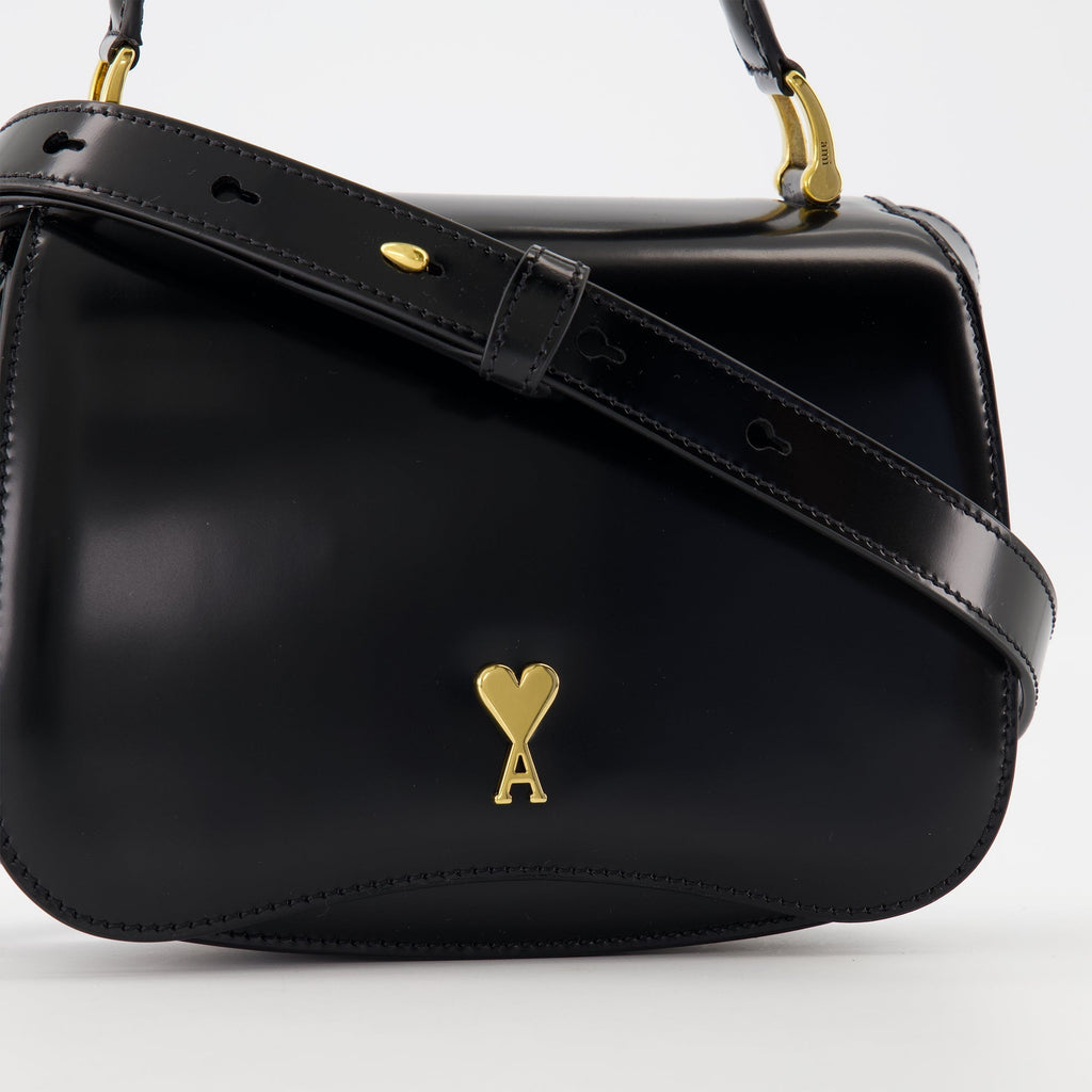 Top Handle bag, Ami Paris, glazed calf leather, adjustable shoulder strap, unisex design