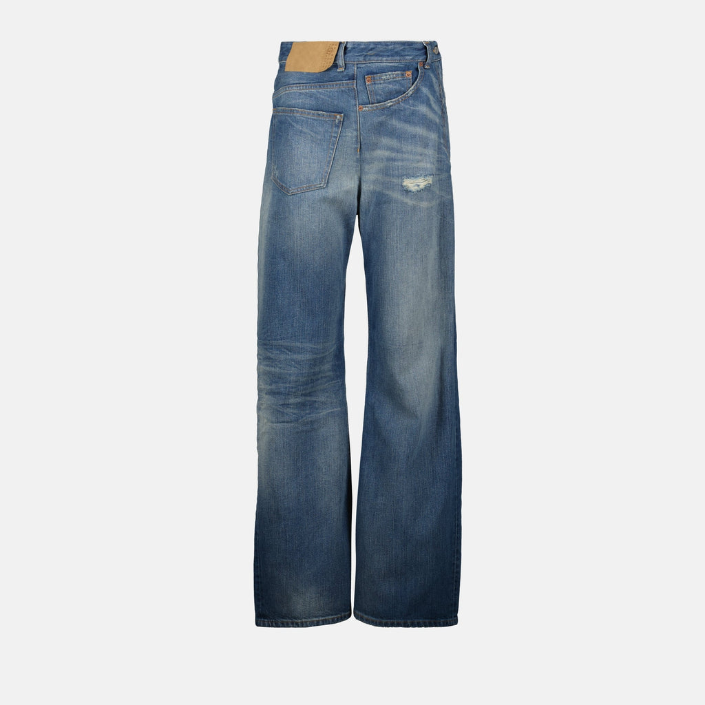 Twist Denim Jeans, MM6 jeans, wide-leg denim, high waist jeans, faded blue jeans