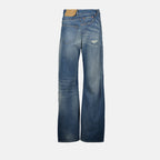 Twist Denim Jeans, MM6 jeans, wide-leg denim, high waist jeans, faded blue jeans