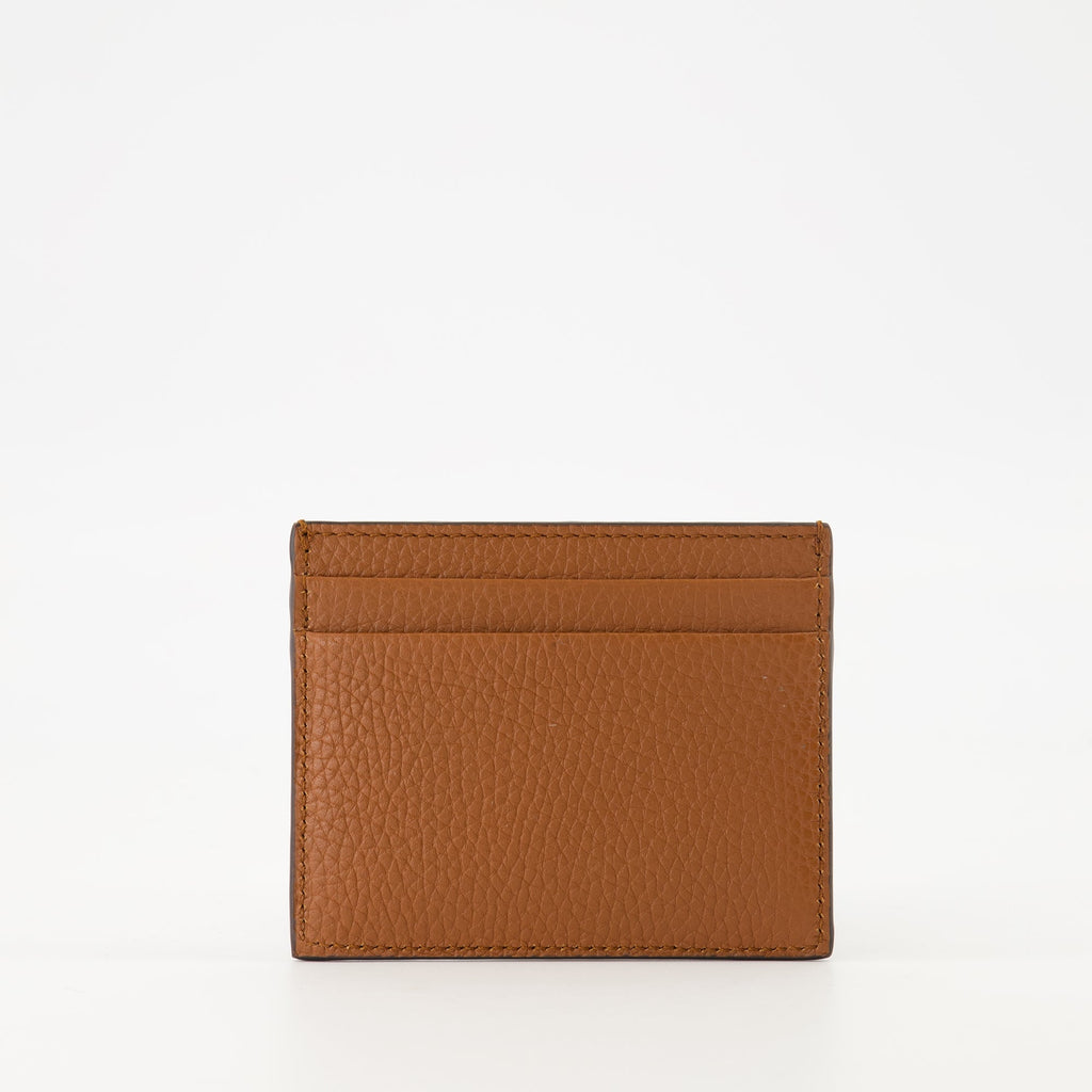 Valentino Garavani cardholder, grained calfskin, Rockstud design, brown cardholder, luxury accessories