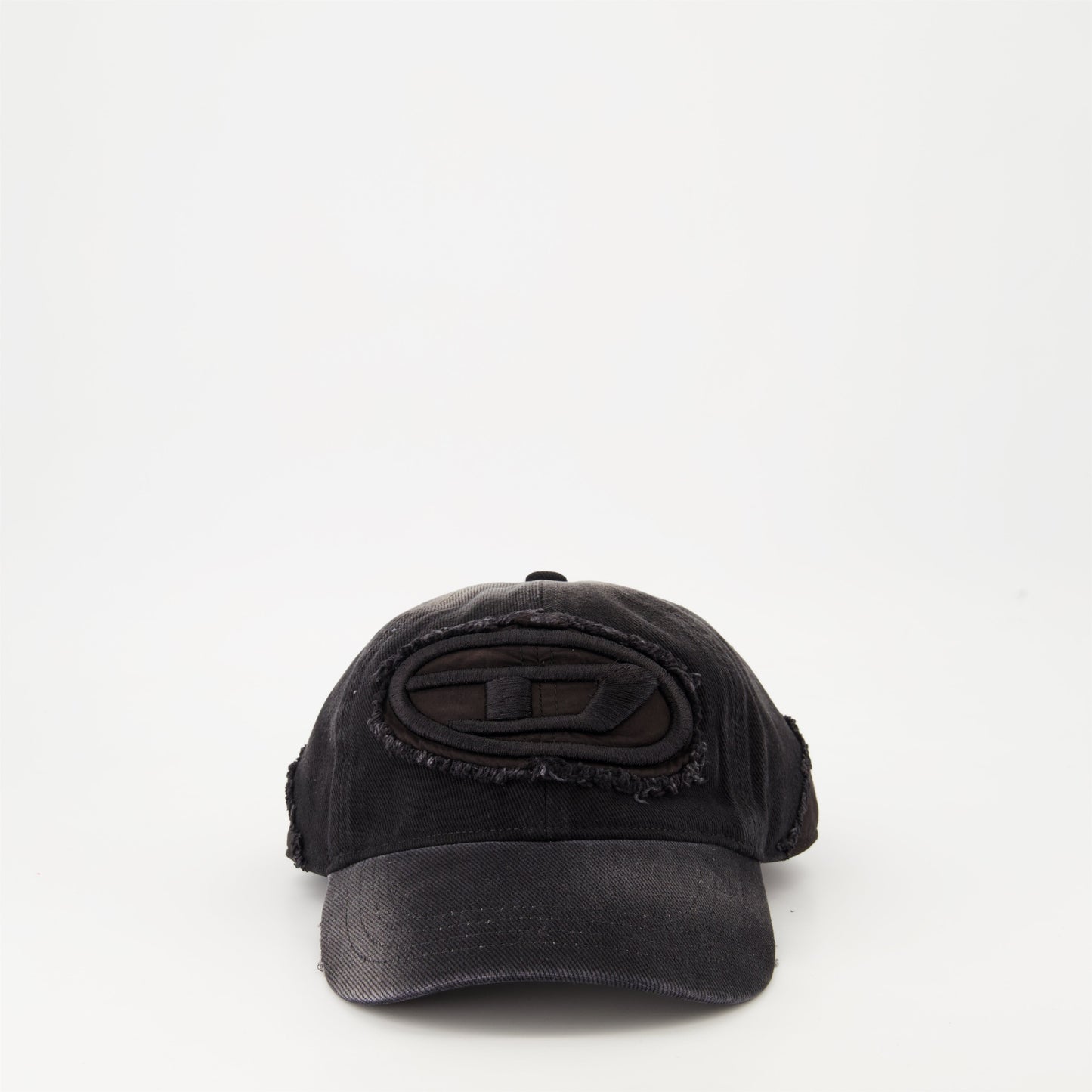 Distressed denim cap, Diesel cap 2024, black denim cap, luxury accessories, trendy caps