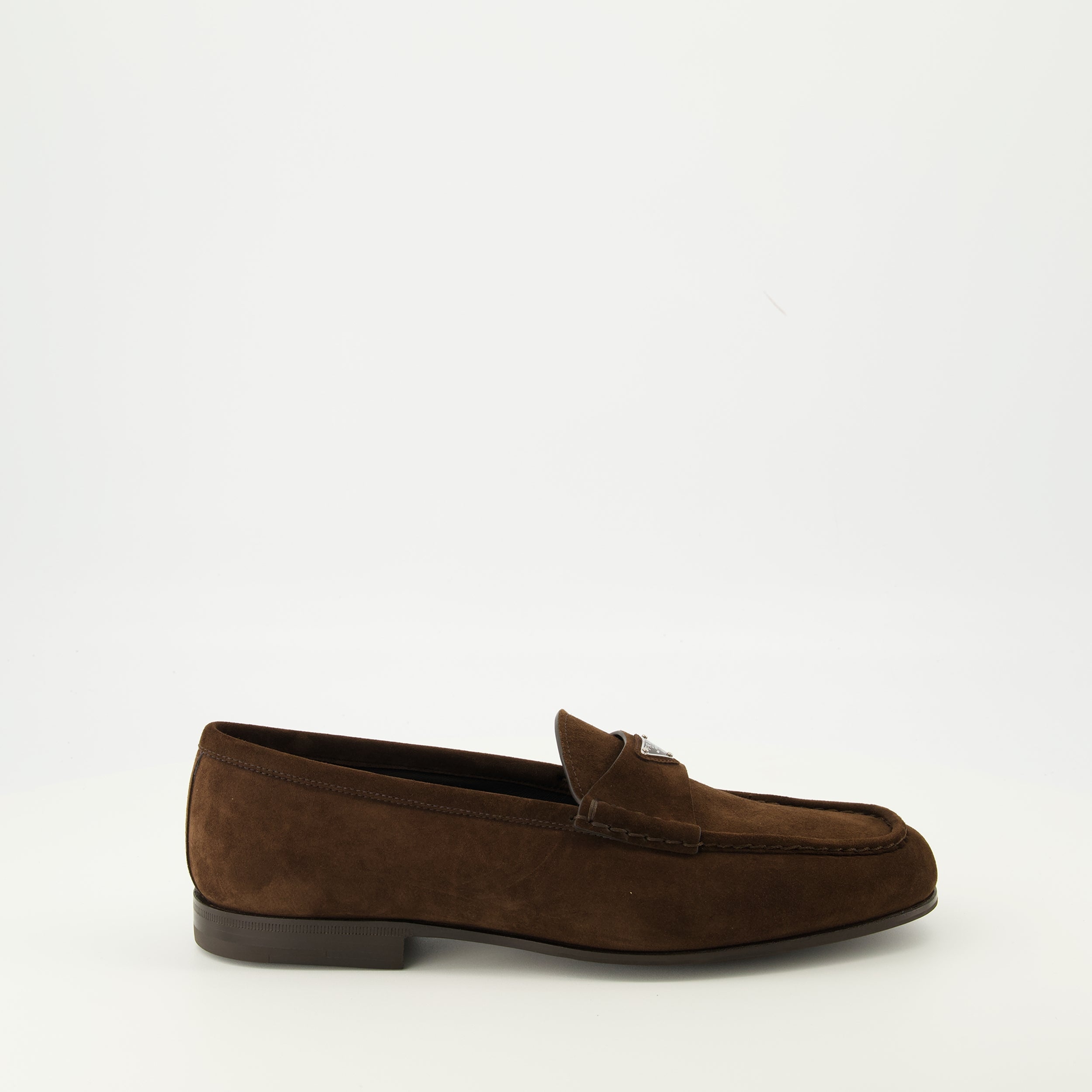 Prada loafers, brown suede shoes, slip-on loafers, men's footwear, luxury loafers