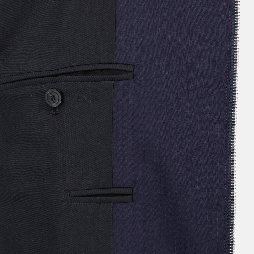 Giacca zip in lana navy