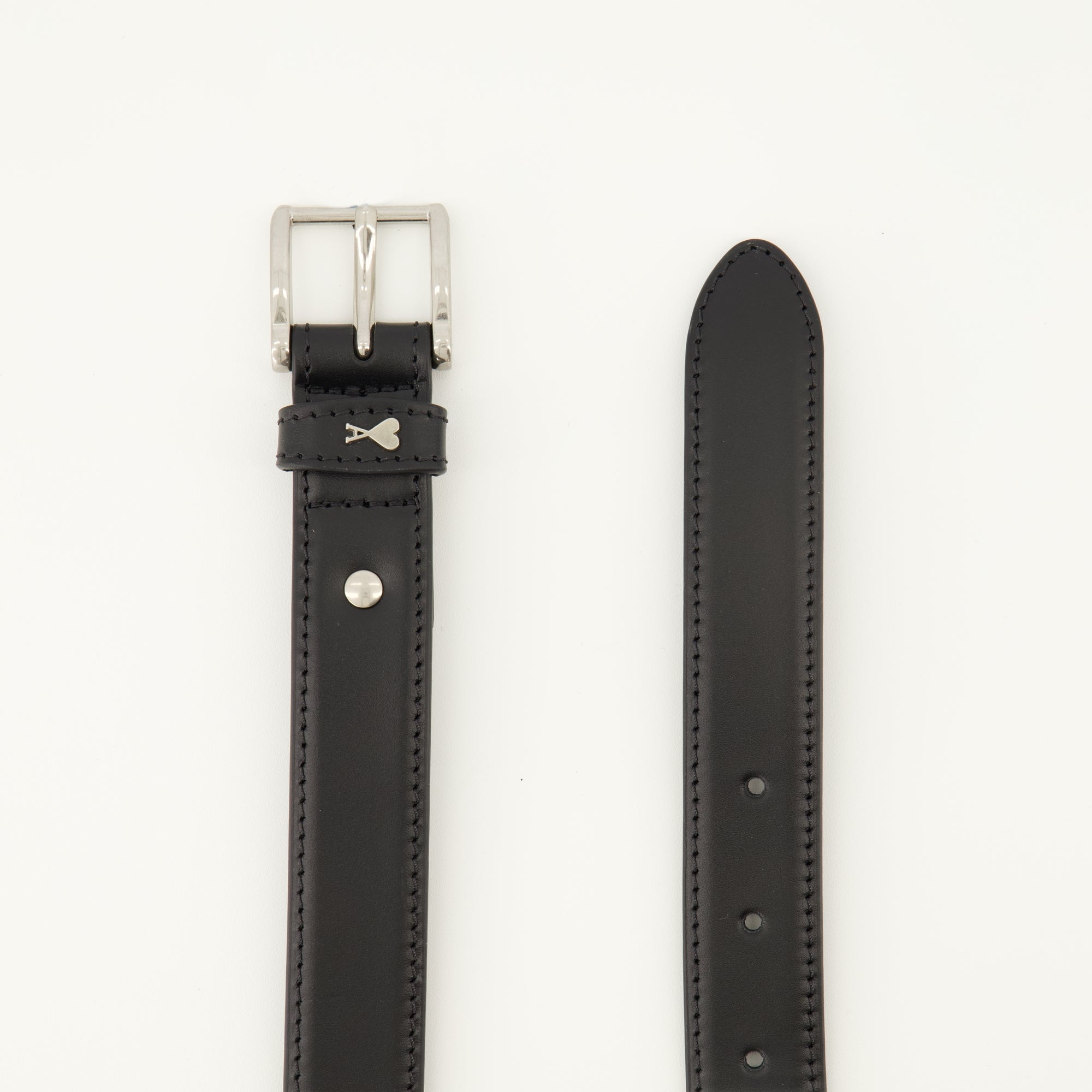 AMI Paris belt, black leather belt, unisex accessories, Autumn-Winter 2025, adjustable belt