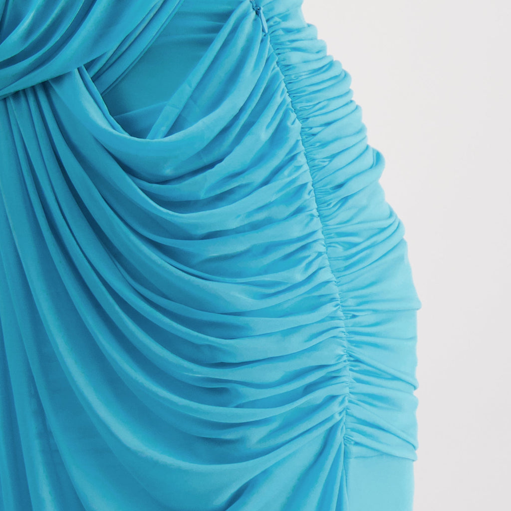 Image of Draped Blue Dress by Christopher Esber for Women - Season Spring-Summer 2026 - Detail View 2