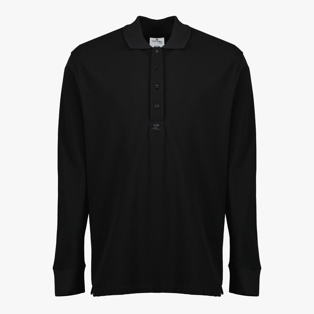 Image of Polo Manches Longues Noir by Courrèges for Men - Season Spring-Summer 2026 - Front View