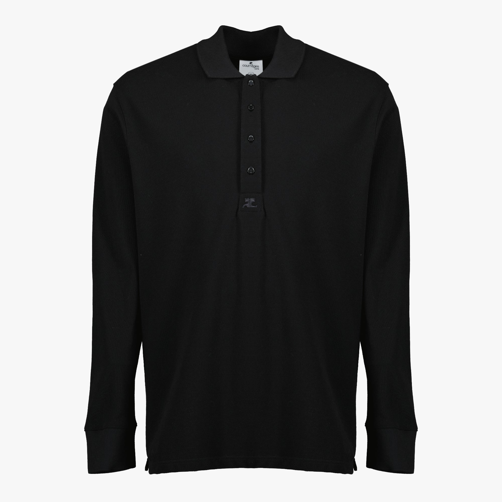 Image of Polo Manches Longues Noir by Courrèges for Men - Season Spring-Summer 2026 - Front View