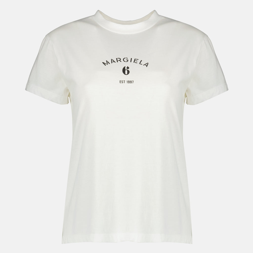 T-shirt Bianca Signature in Cotone