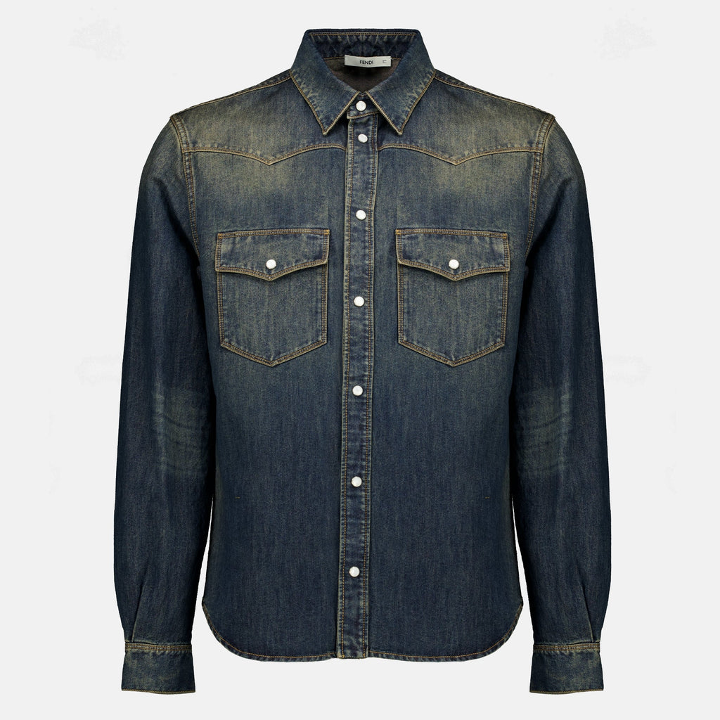 Chemise en denim bleu délavé