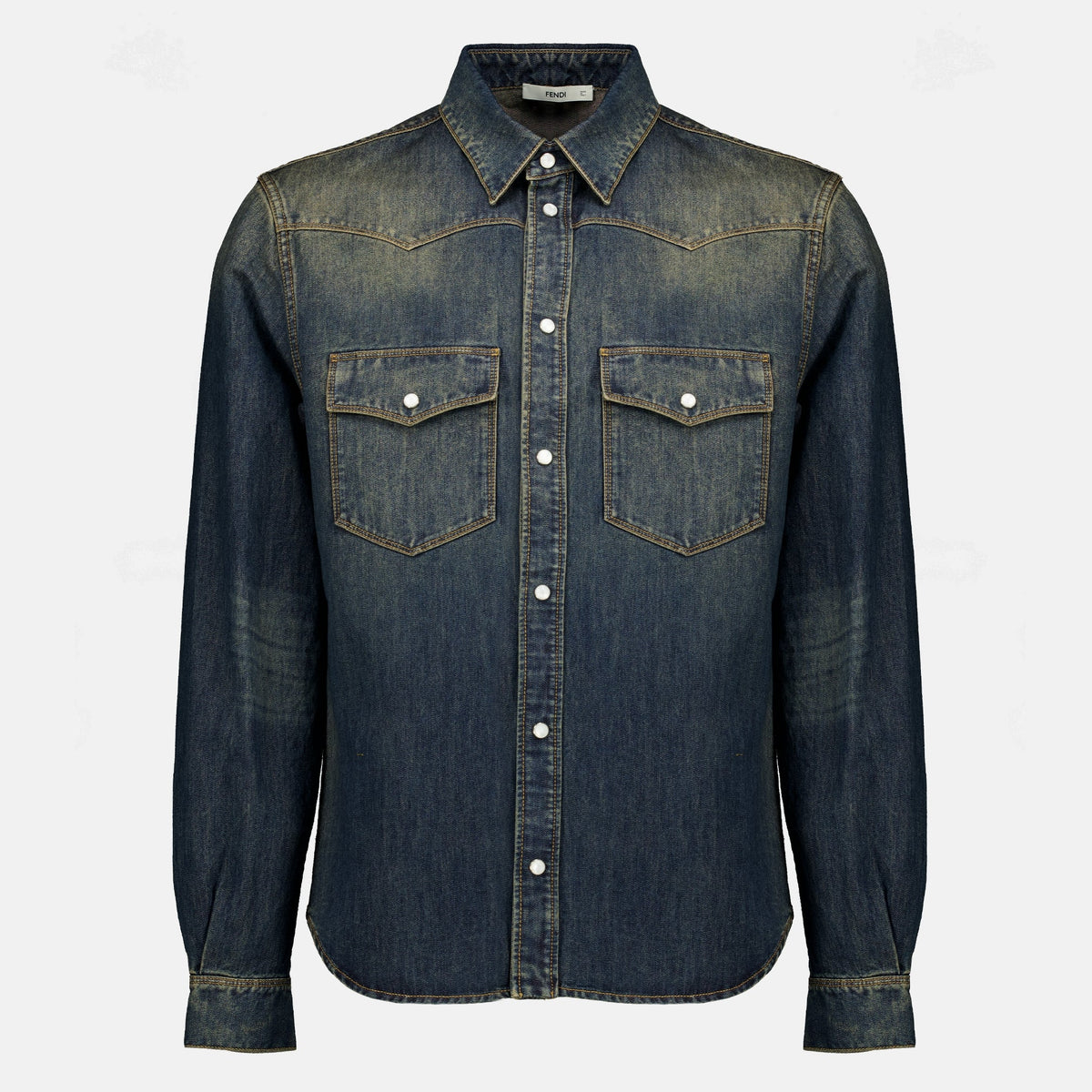 Chemise en denim bleu délavé