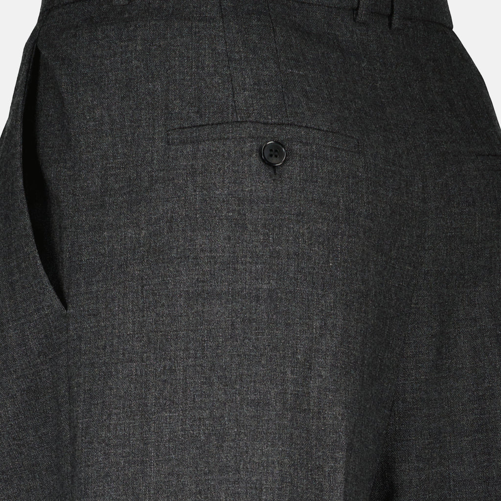 Image of Grey Wool Trousers by Saint Laurent for Women - Season Spring-Summer 2025 - Detail View 2