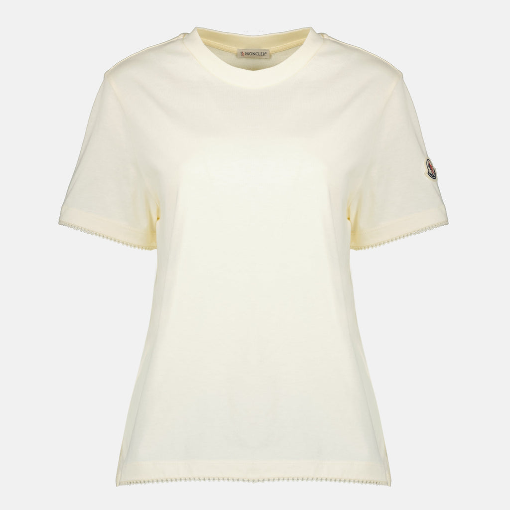 Image of White Logo T-Shirt by Moncler for Women - Season Spring-Summer 2026 - Front View