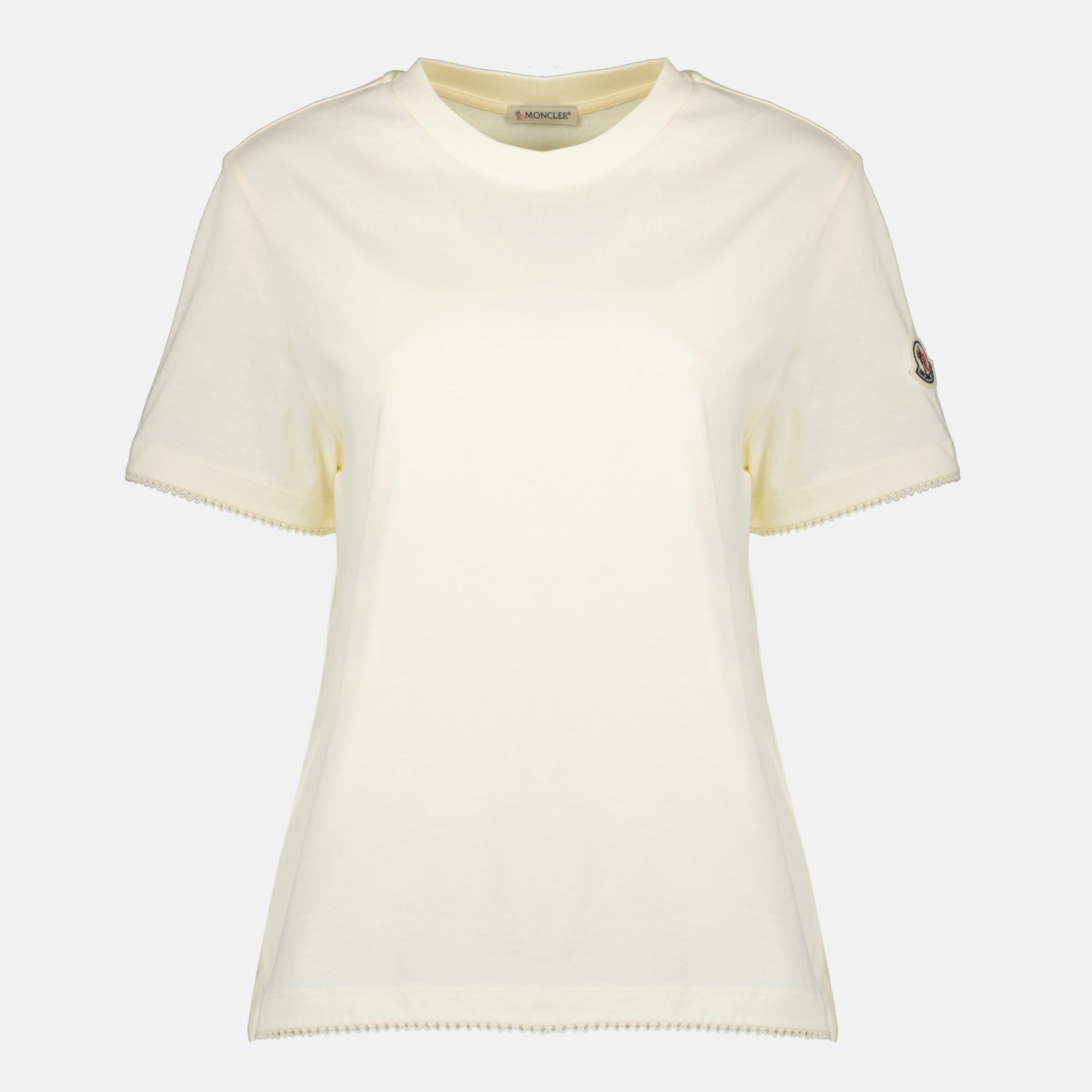 Image of White Logo T-Shirt by Moncler for Women - Season Spring-Summer 2026 - Front View