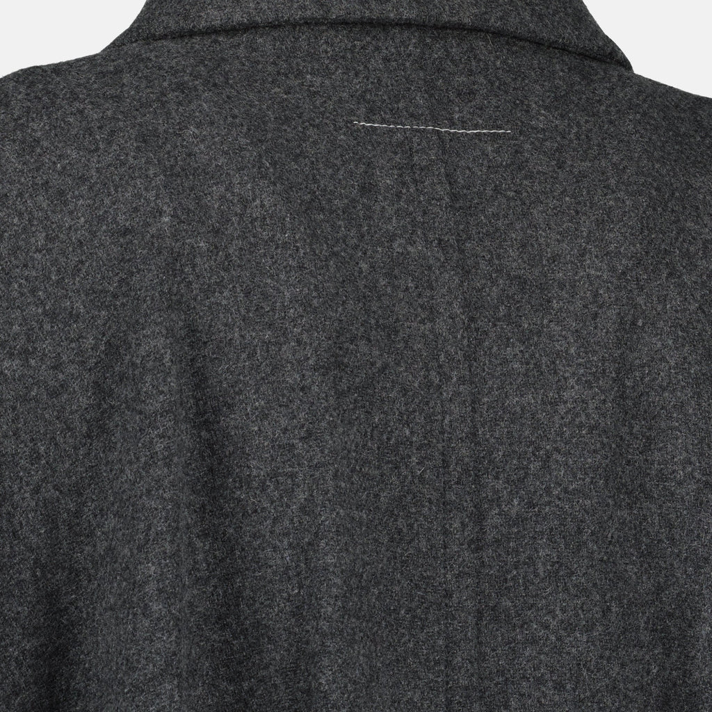 gray long coat, Mm6 coat, wool outerwear, autumn winter fashion, refined women's coat