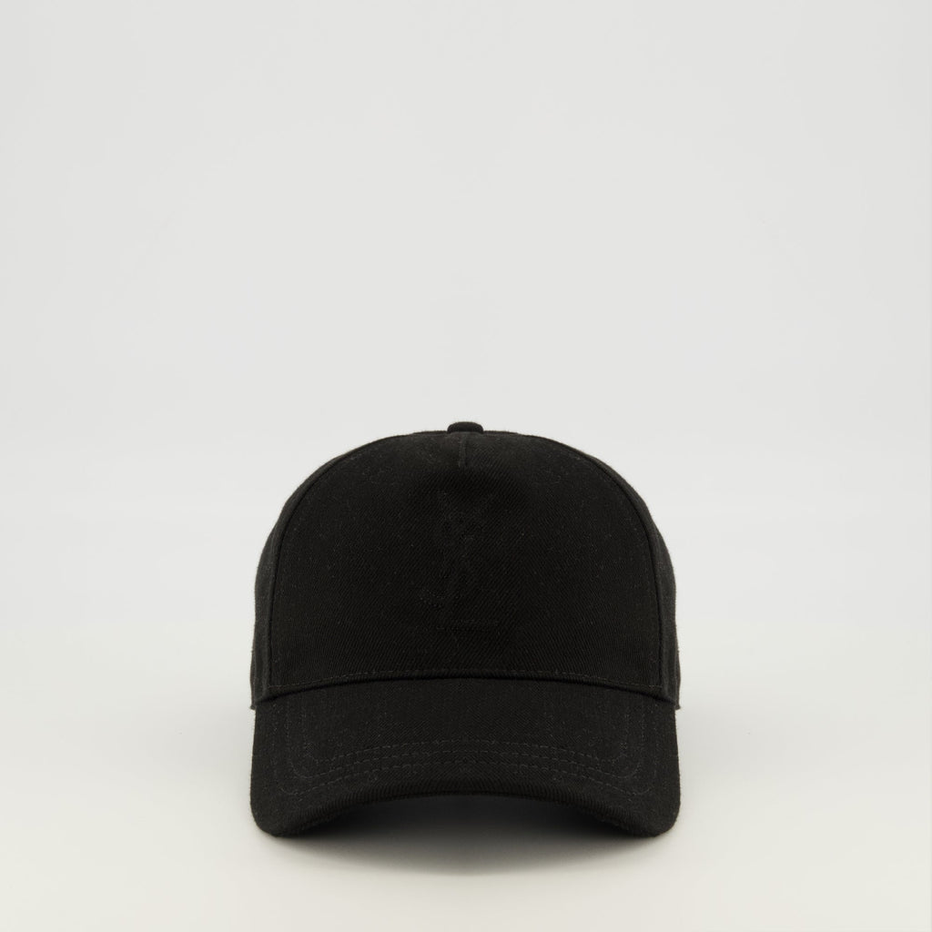 Image of Logo Denim Cap by Saint Laurent for Men - Season Spring-Summer 2026 - Front View