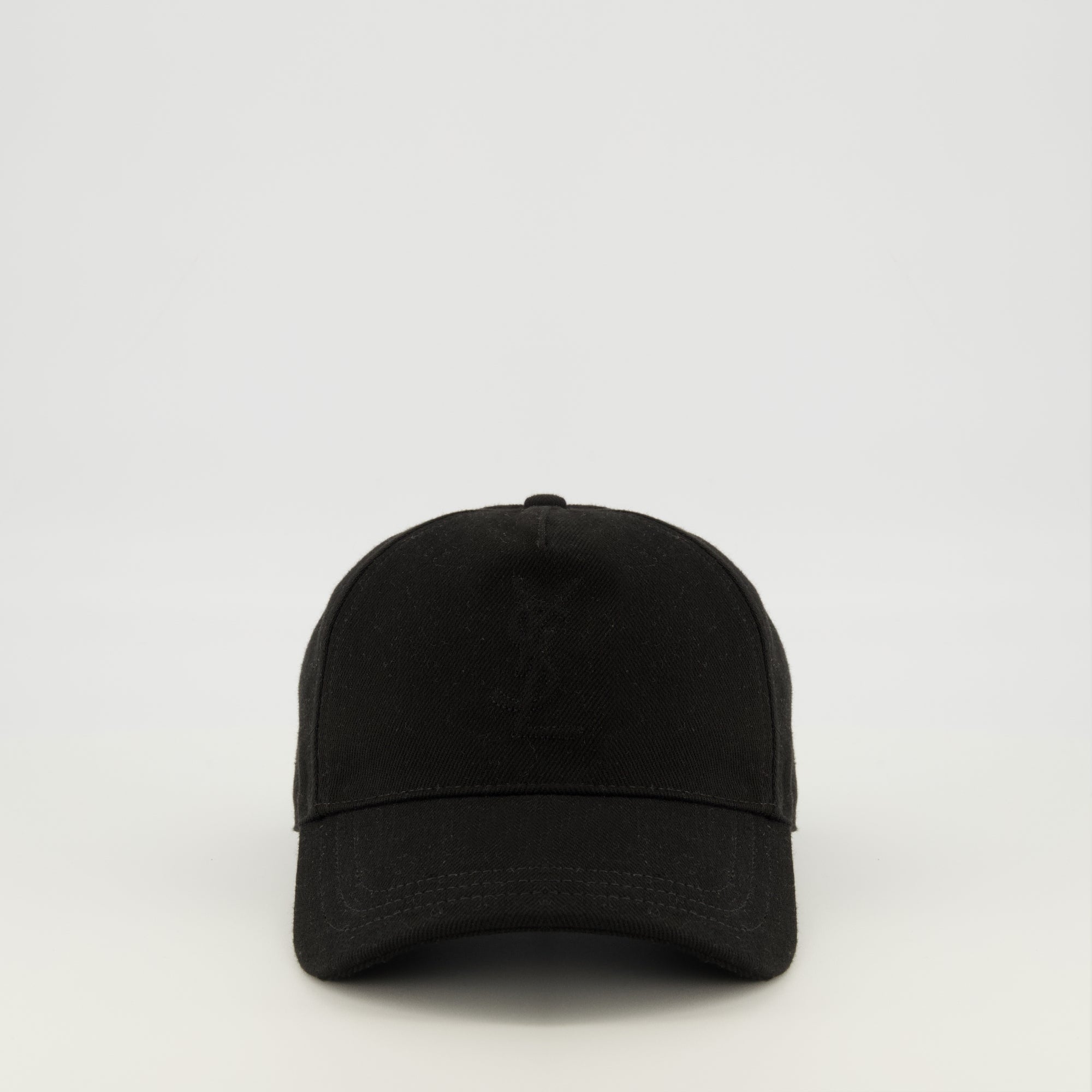 Image of Logo Denim Cap by Saint Laurent for Men - Season Spring-Summer 2026 - Front View