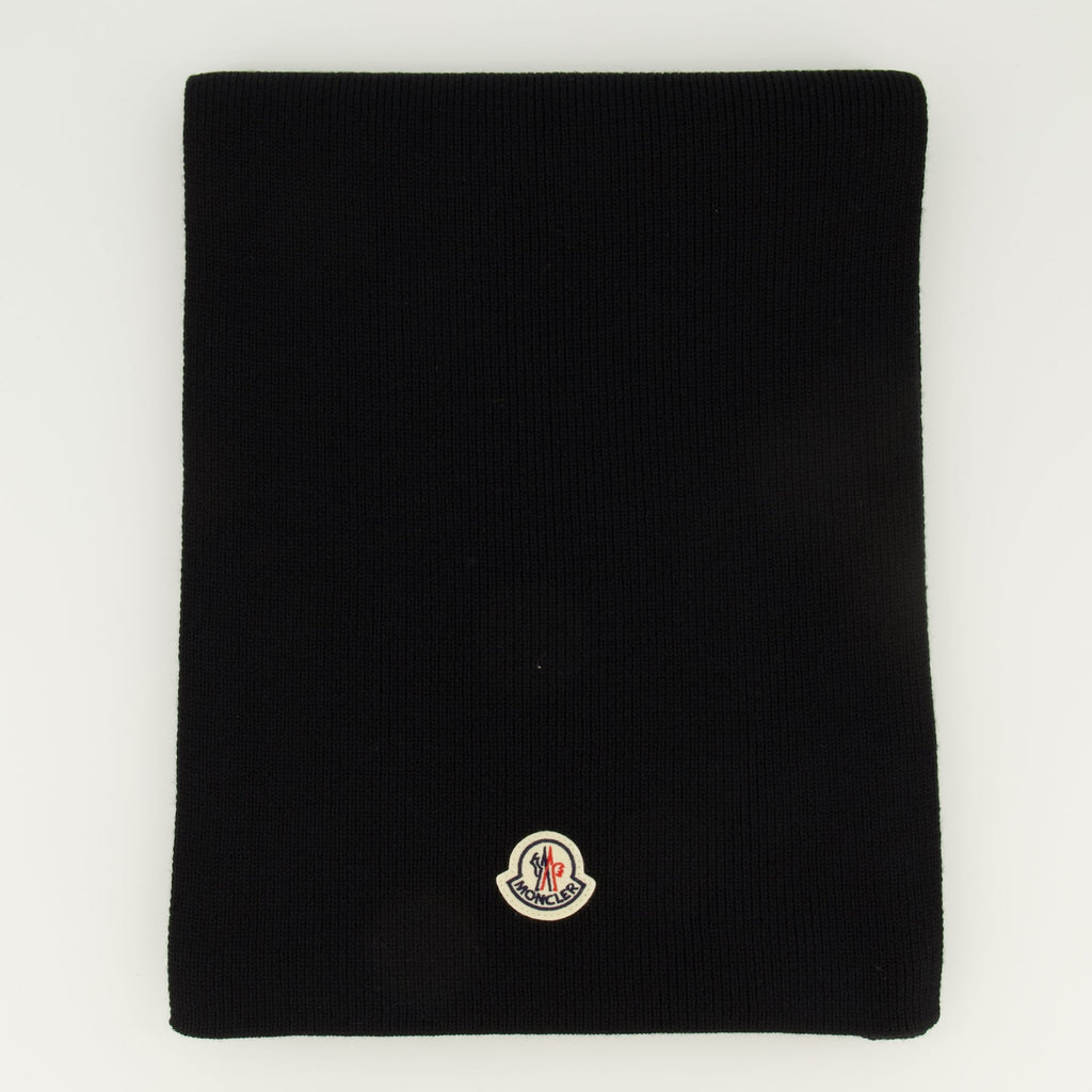 Immagine della sciarpa in lana nera di Moncler per uomo - Stagione Autunno-Inverno 2025 - Vista Dettaglio 1