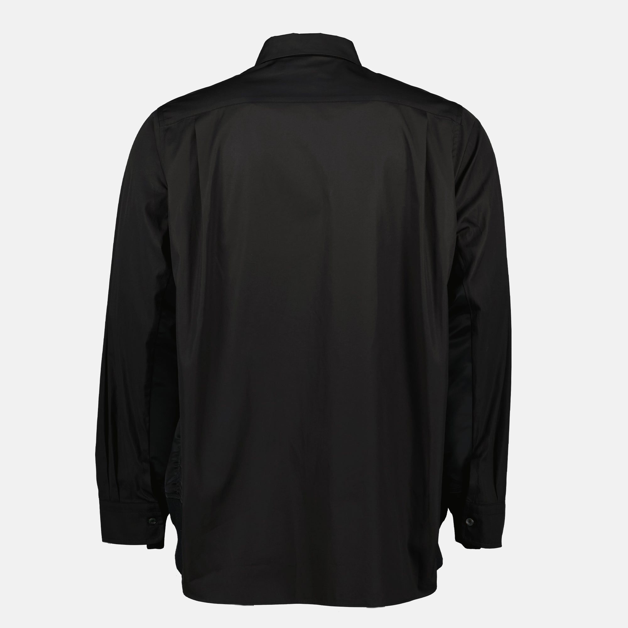 black shirt, Sacai, poplin shirt, men's shirt, oversized shirt